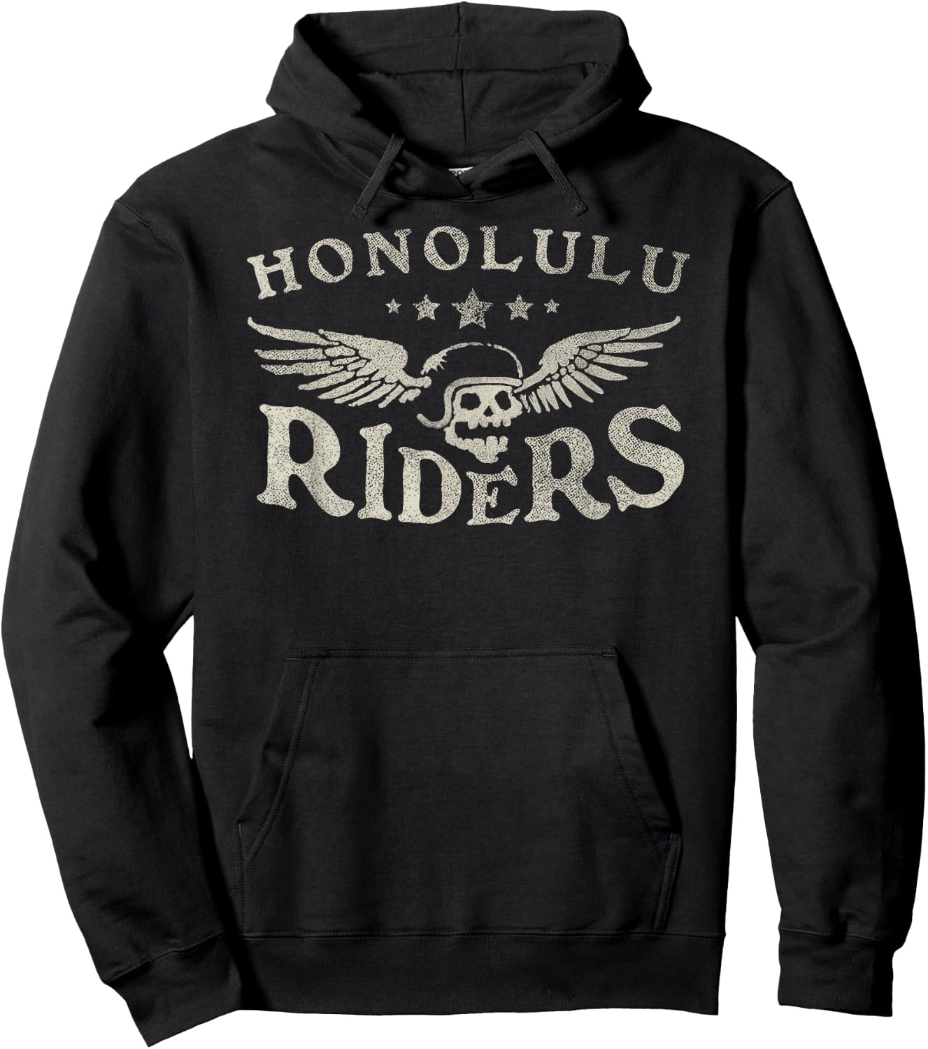 Honolulu Riders - Motorcycle Skull Wings Hoodie - Hoodie | Black