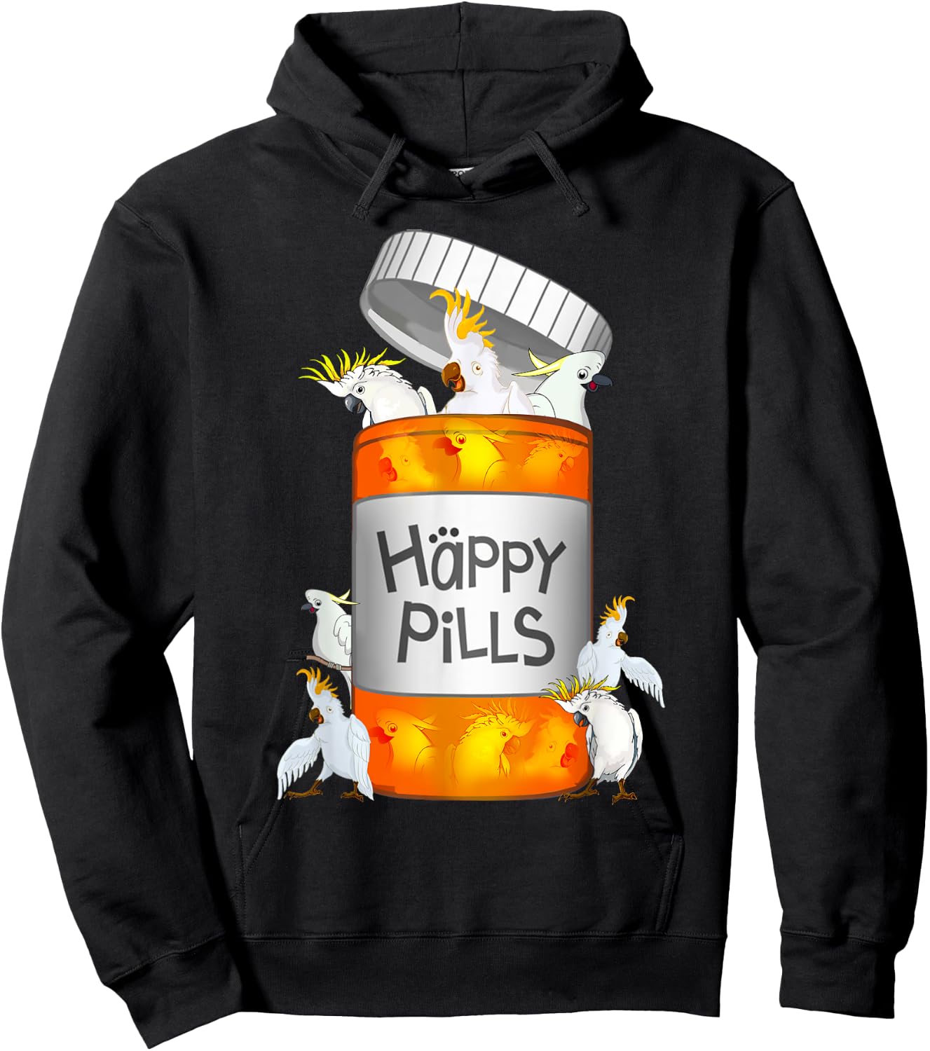 Cockatoo Happy Pills Hoodie - Hoodie | Black