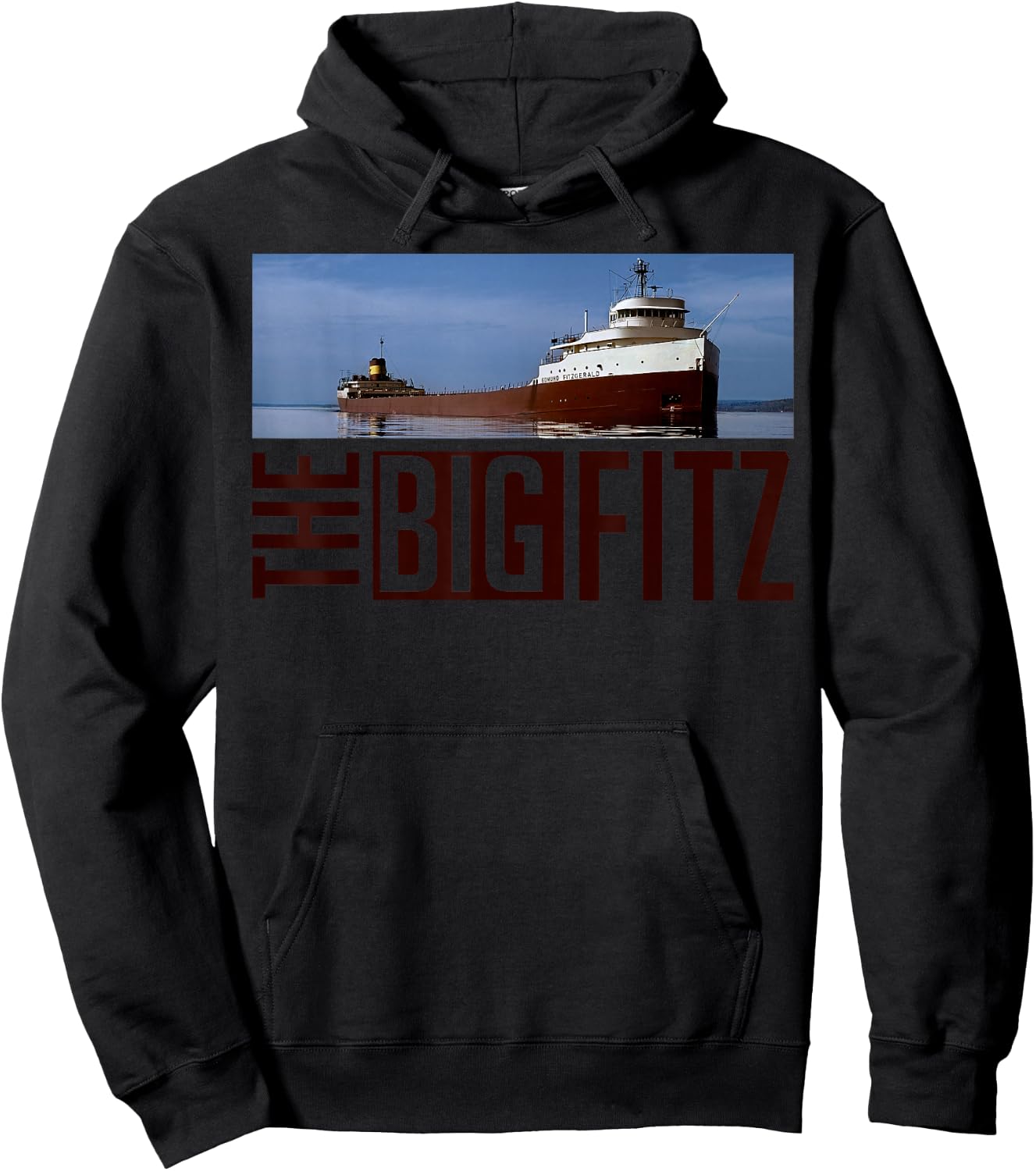 Great-Lakes Maritime Edmund Fitzgerald Co. Edmund Fitzgerald , -Adults, Blue, Small, Short Sleeve Hoodie - Hoodie | Black