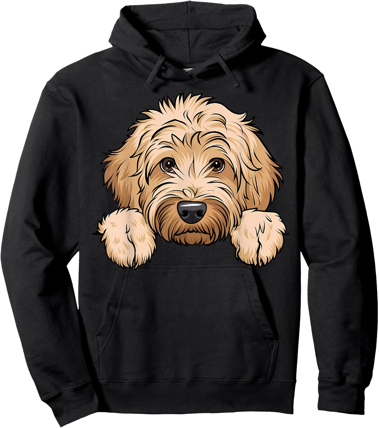 Cute Goldendoodle Funny Peeking Pocket Golden Doodle Dog Hoodie - Hoodie | Black