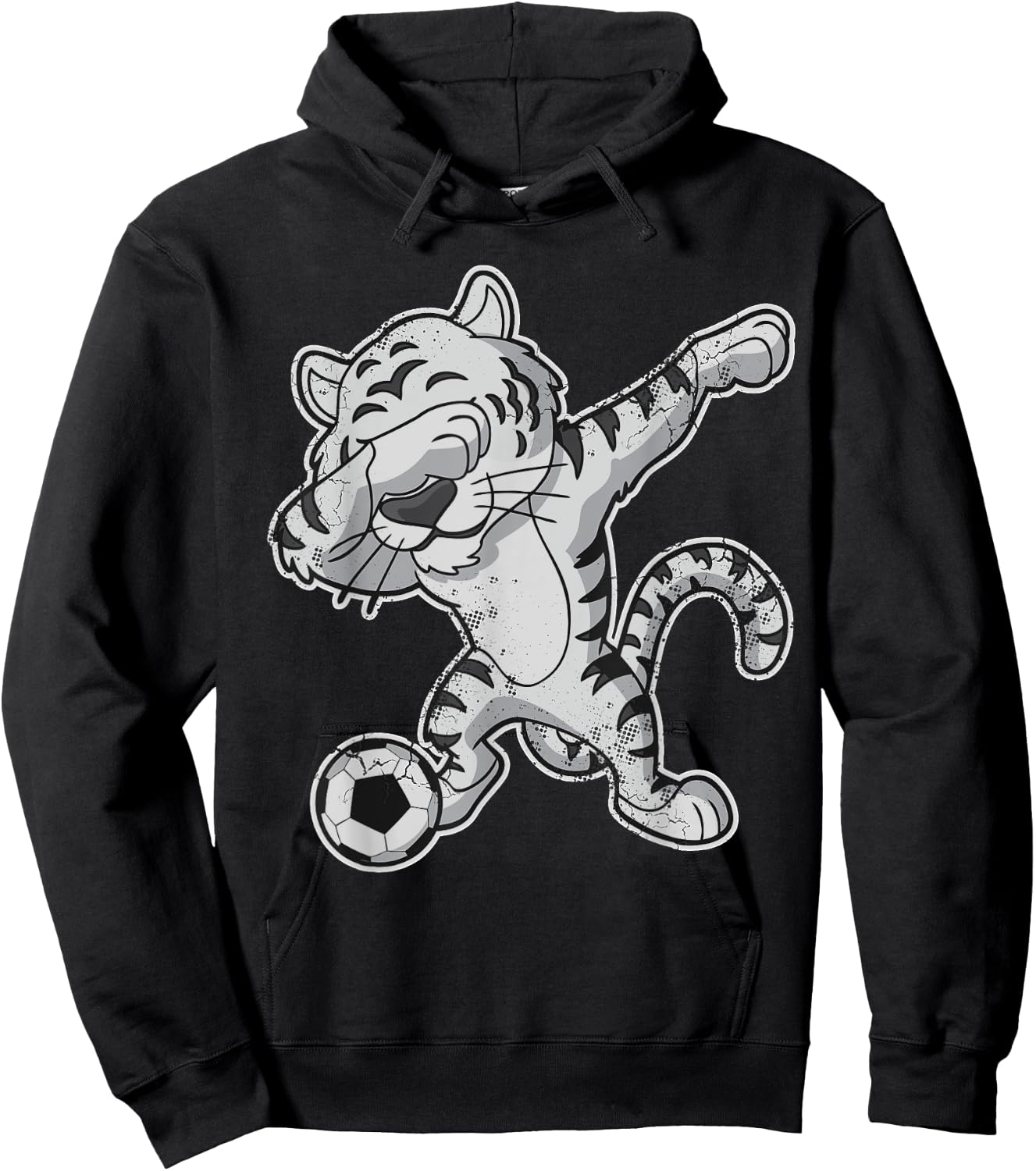 Dabbing White Tiger Soccer Team Player Hoodie - Hoodie | Black