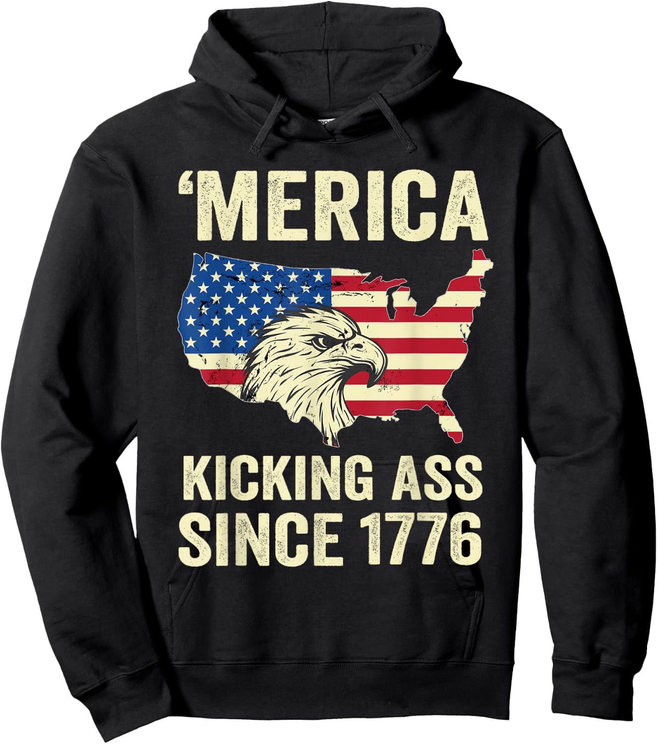 'Merica Kicking Ass Since 1776 Shirt - Vintage 4th Of July Hoodie - Hoodie | Black