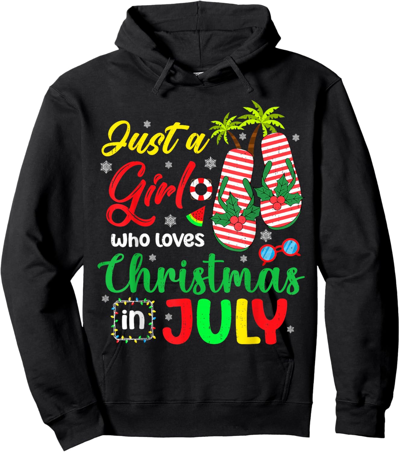 Just A Girl Who Loves Christmas in July Summer Xmas Women Hoodie - Hoodie | Black