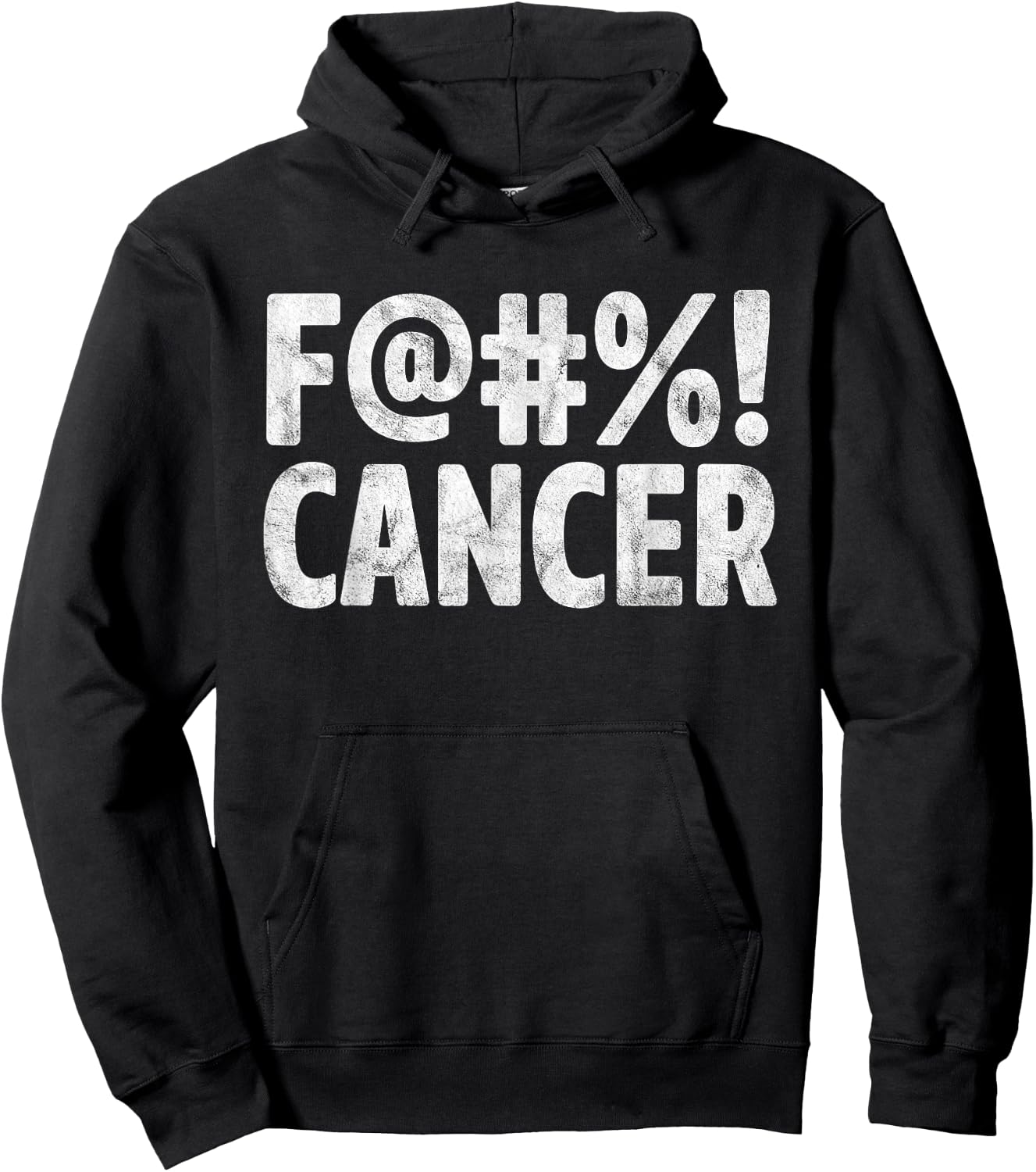 Fuck Cancer Breast Cancer Awareness Gift Distressed F@#%! Hoodie - Hoodie | Black