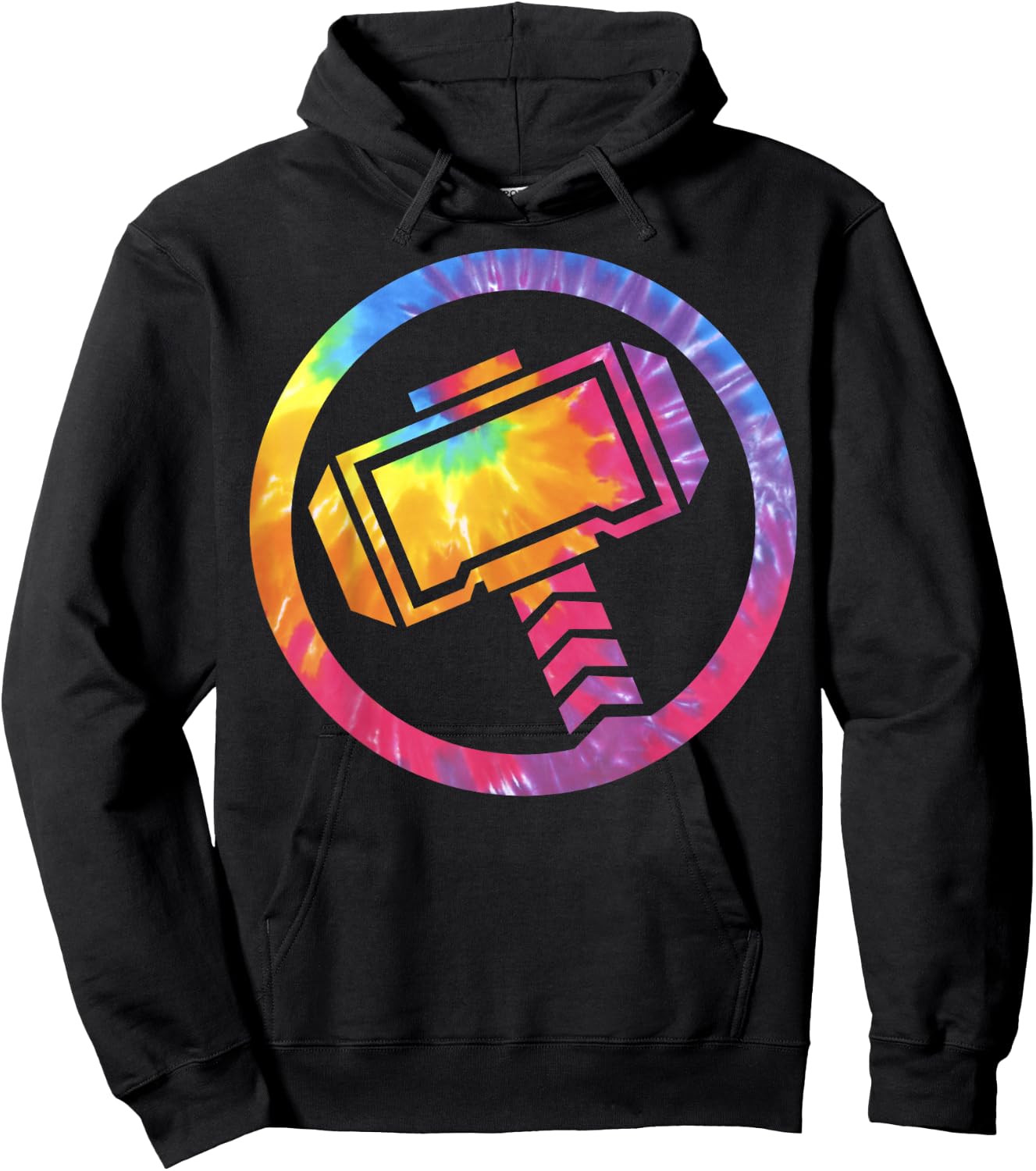 Marvel Thor Tie Dye Hammer Symbol Hoodie - Hoodie | Black