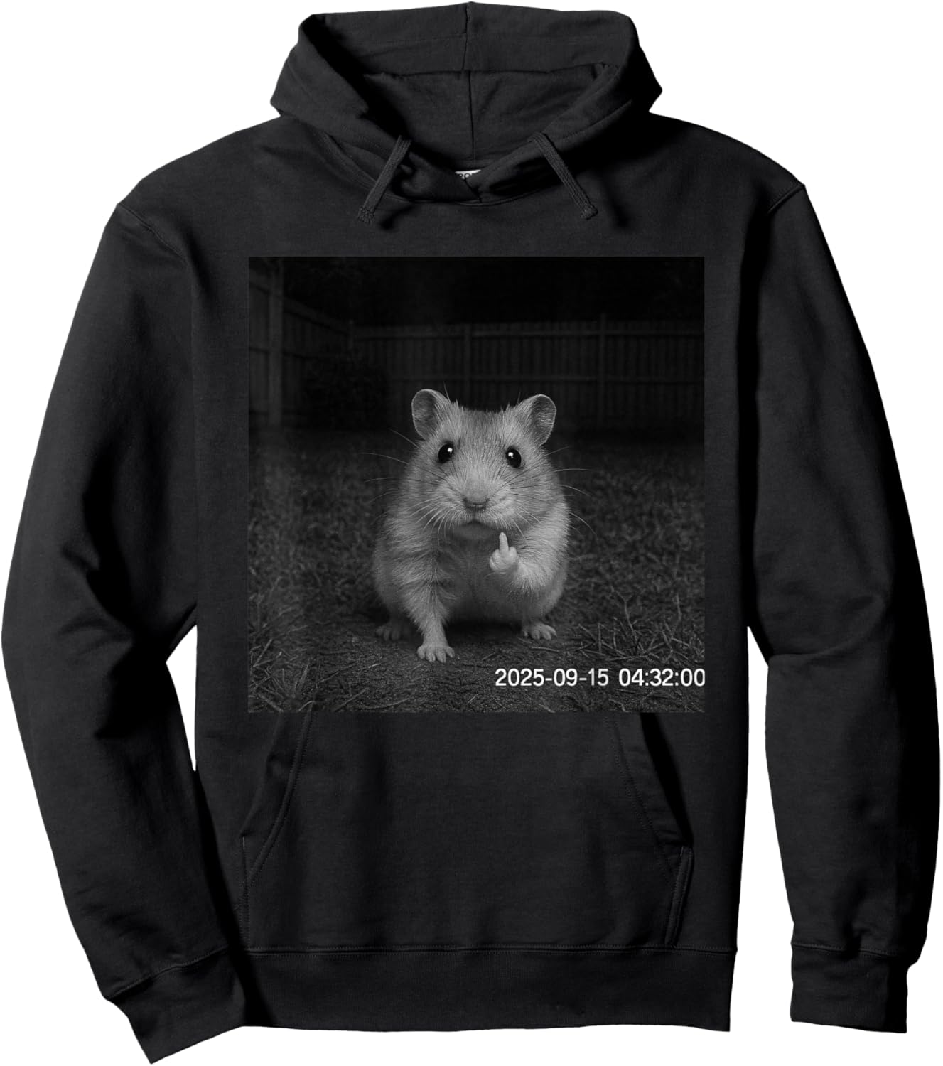 Funny Hamster Flipping Off Middle Finger On Security Camera Hoodie - Hoodie | Black
