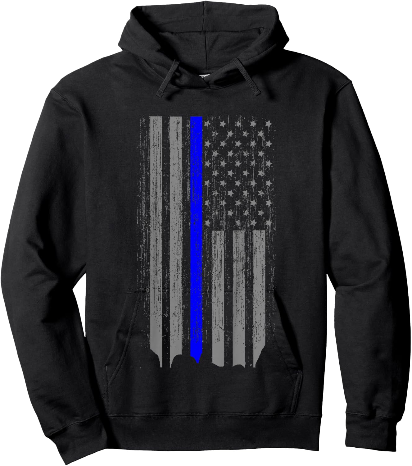 Kids Thin Blue Line Law Enforcement American Flag Shirt Youth Hoodie - Hoodie | Black