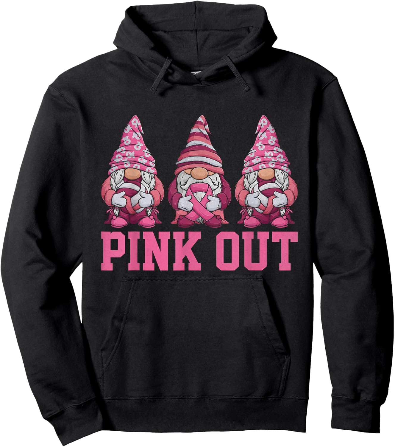 Pink Out Volleyball Pink Ribbon Breast Cancer Awareness Hoodie - Hoodie | Black