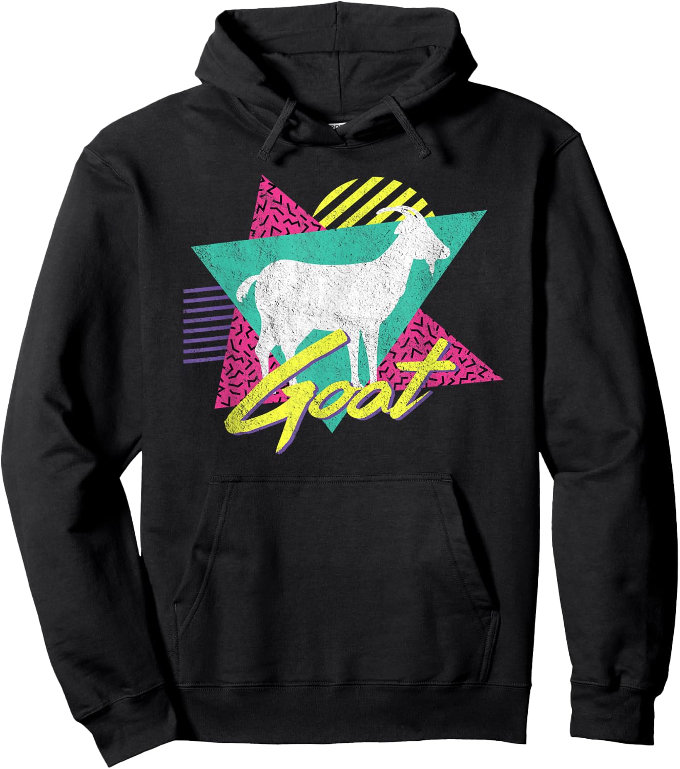 Vintage Retro 80s Or 90s Goat Hoodie - Hoodie | Black