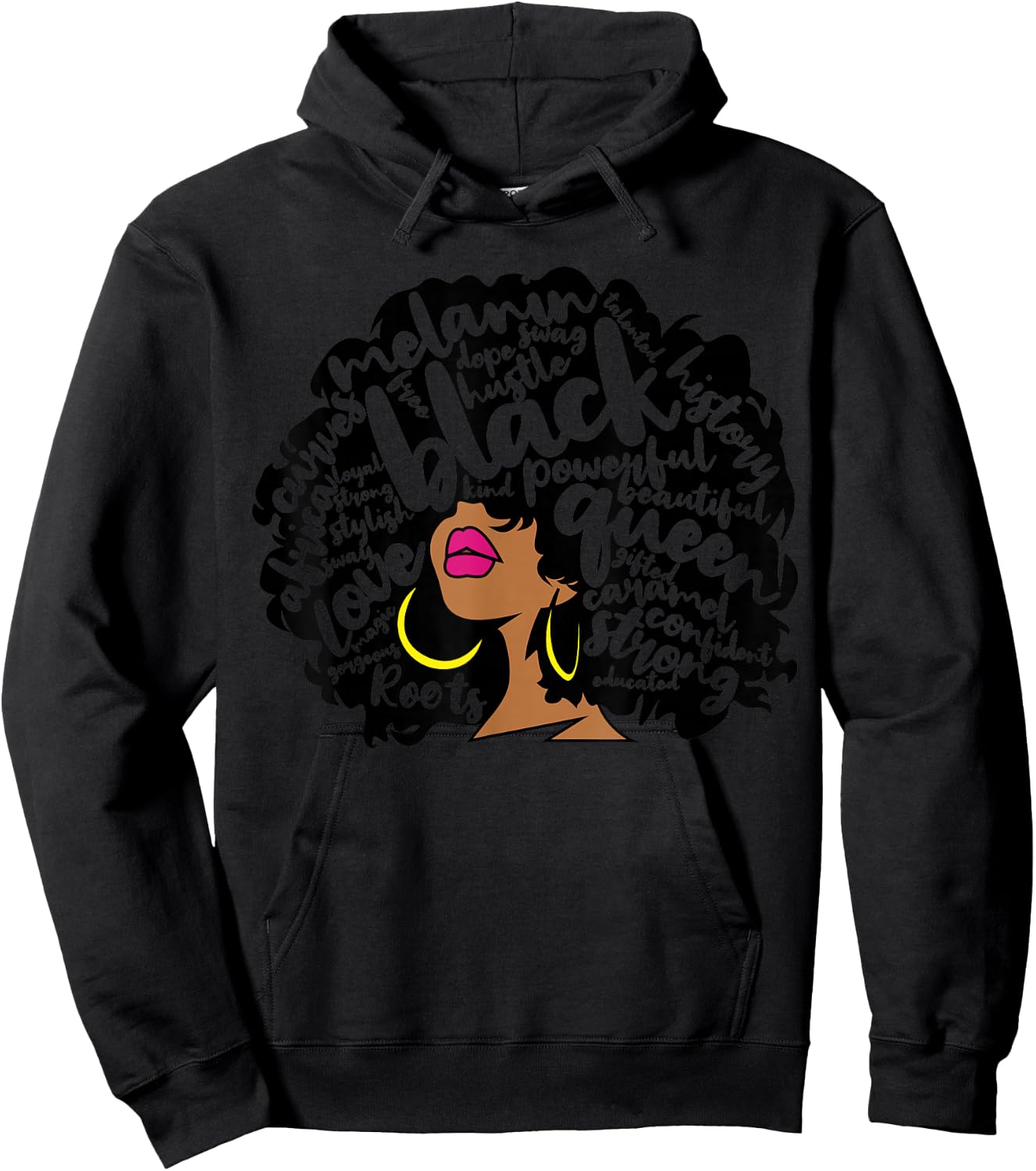 Melanin Women Black History Month October Afro Word Art Hoodie - Hoodie | Black