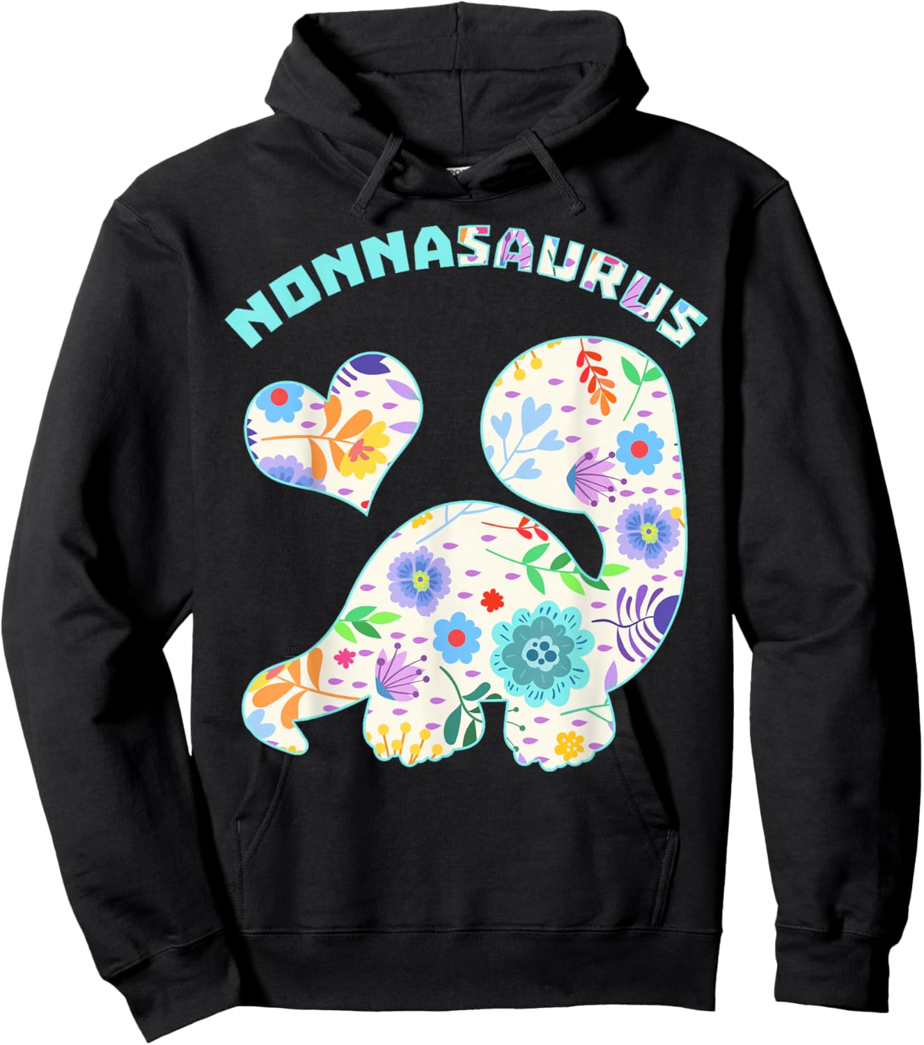 Nonnasaurus Dinosaur Family Relationship Dino Floral Hoodie - Hoodie | Black