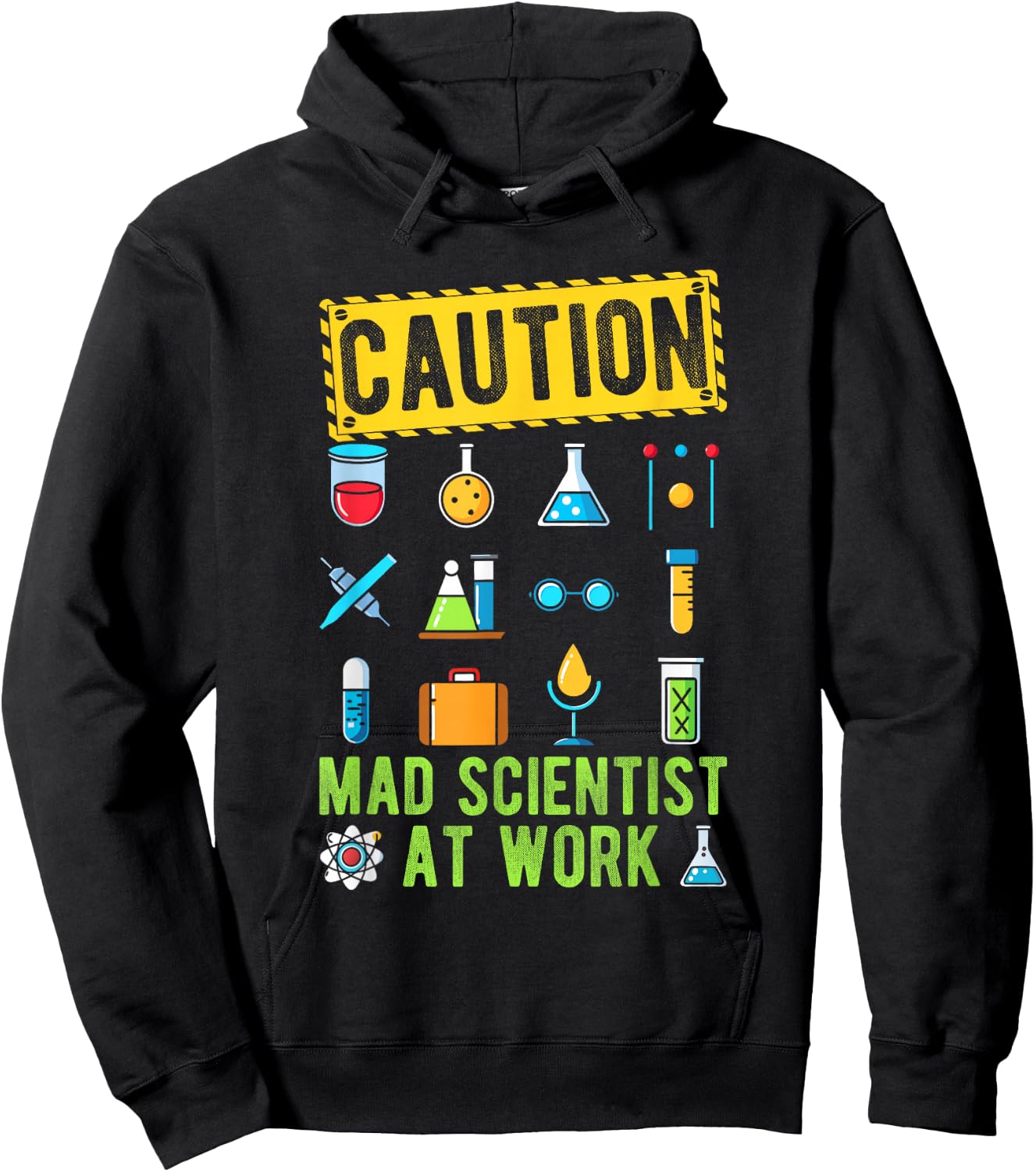 CAUTION Mad Scientist AT WORK Mad Scientist Costume Hoodie - Hoodie | Black