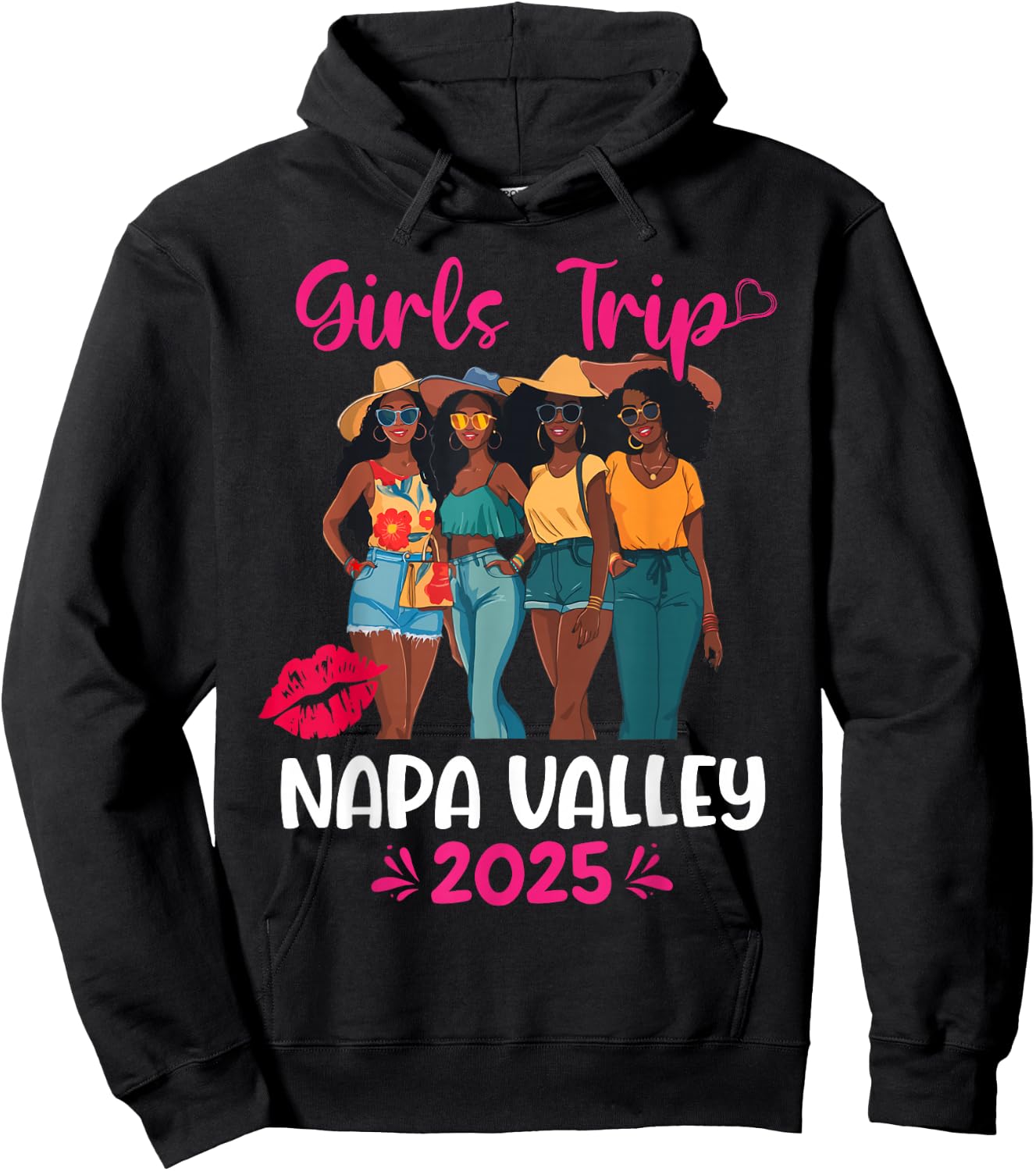 Black Girls Trip Napa Valley 2025 Vacation Matching Hoodie - Hoodie | Black