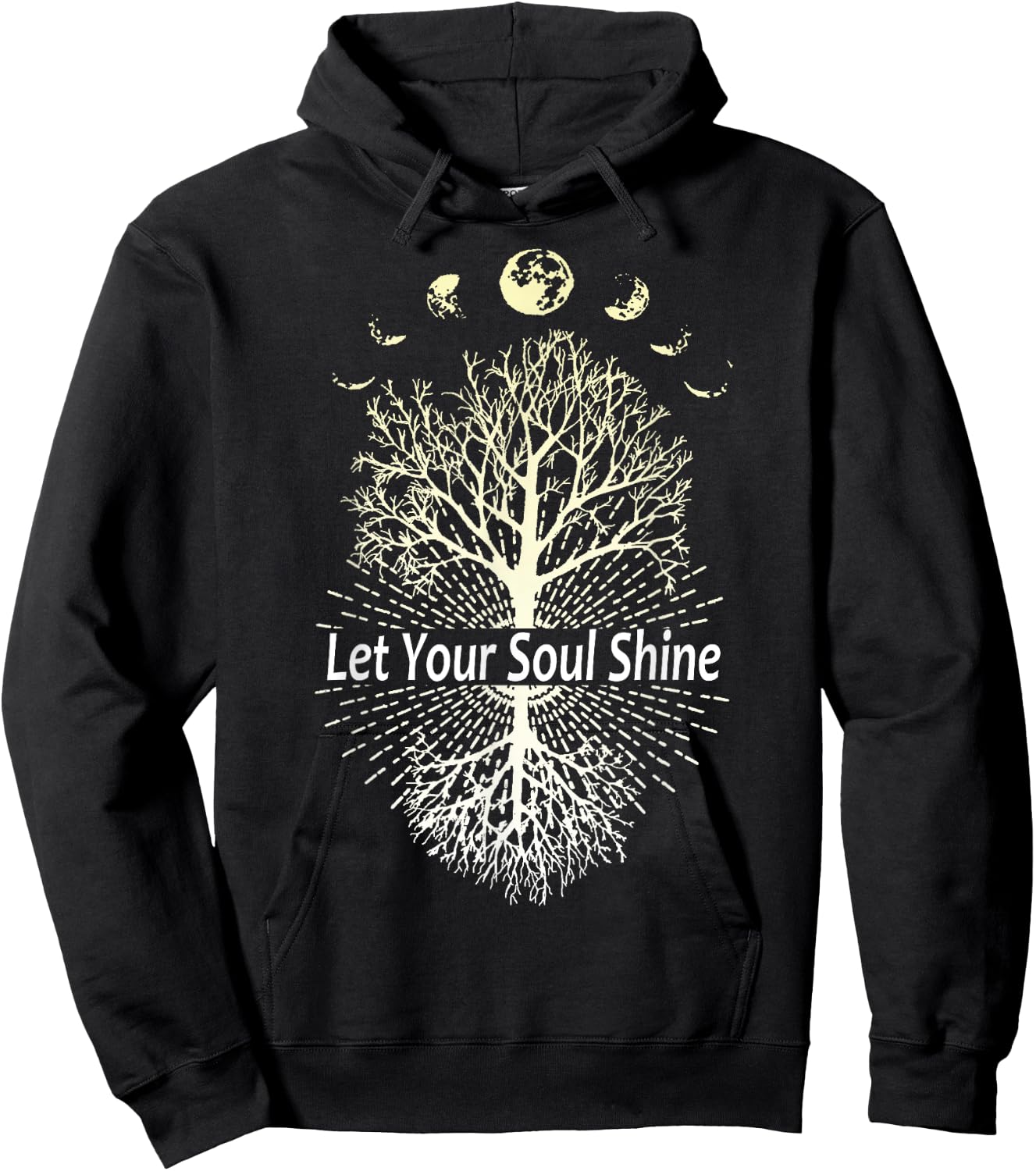 Phases of the Moon Let Your Soul Shine Tree Hoodie - Hoodie | Black