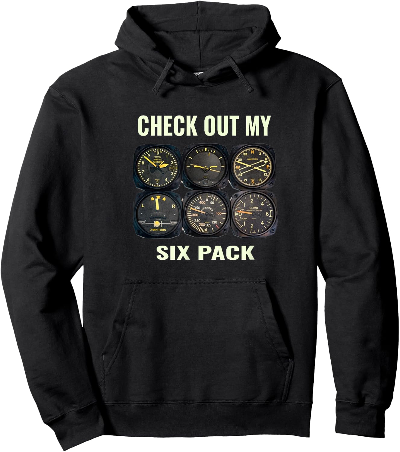 Pilot Aviation Fynny Check Out My Six Pack Hoodie - Hoodie | Black