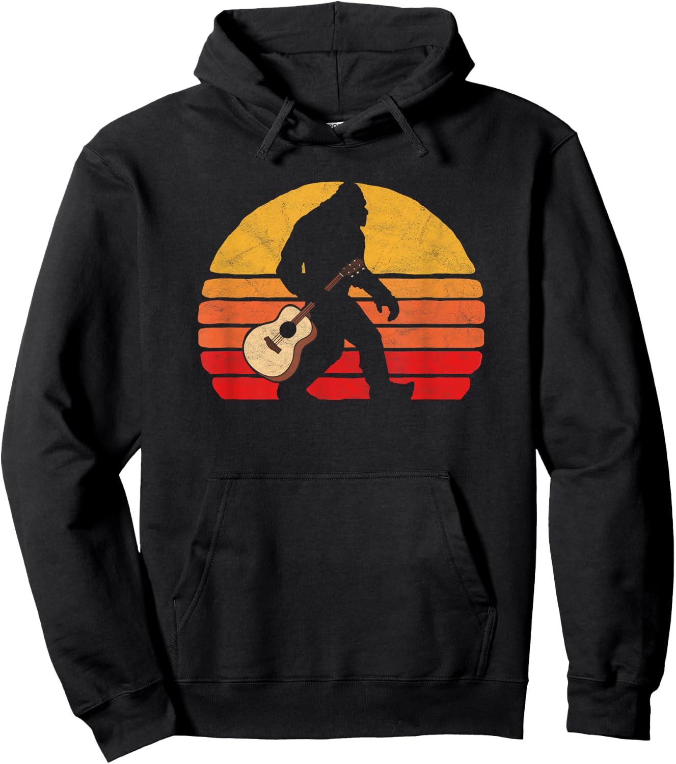 Bigfoot & Acoustic Guitar Country Rock Bluegrass Music Hoodie - Hoodie | Black