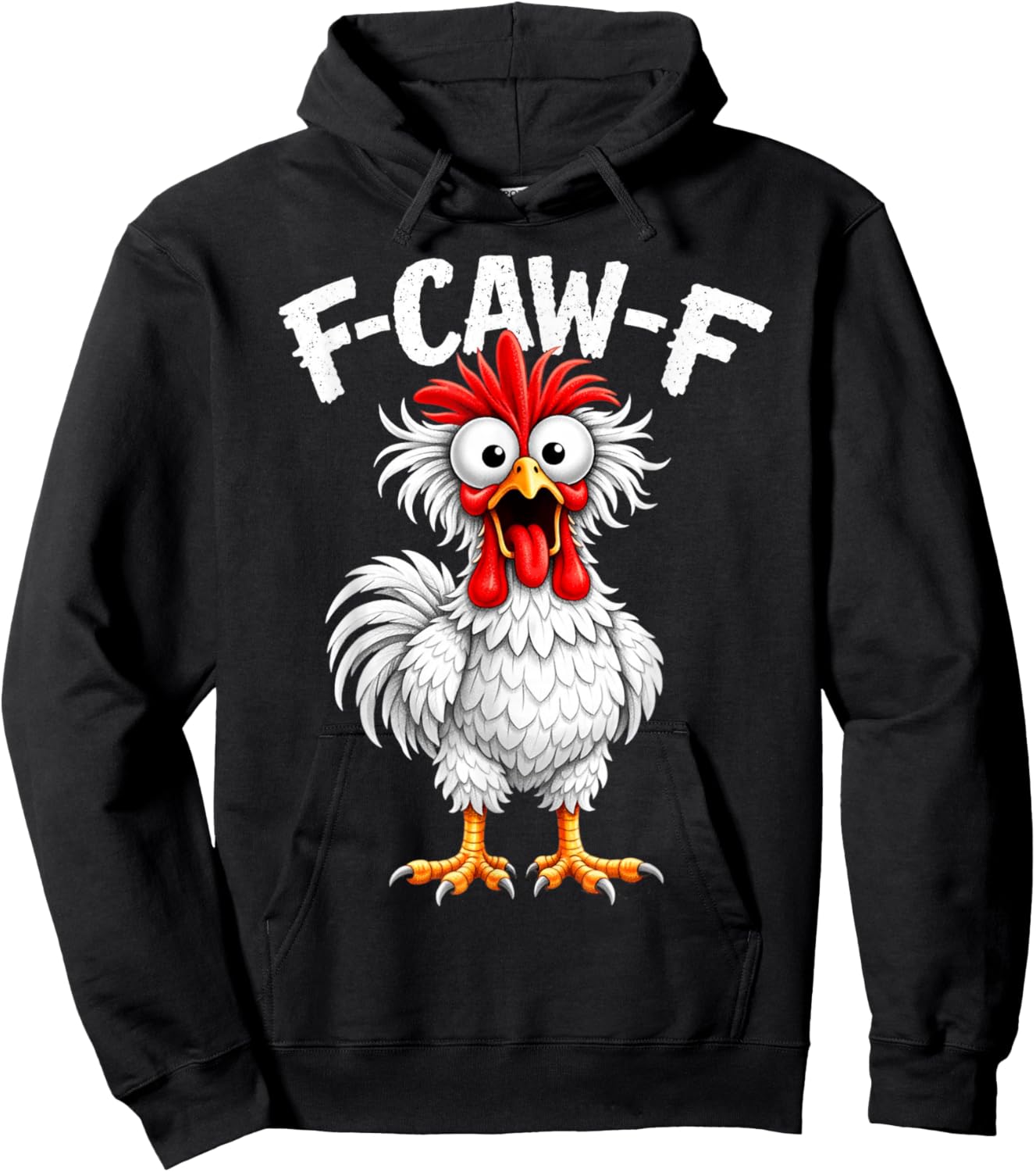 F-Caw-F Rooster Funny Chicken Lover Humor Adult Joke Fawk Hoodie - Hoodie | Black