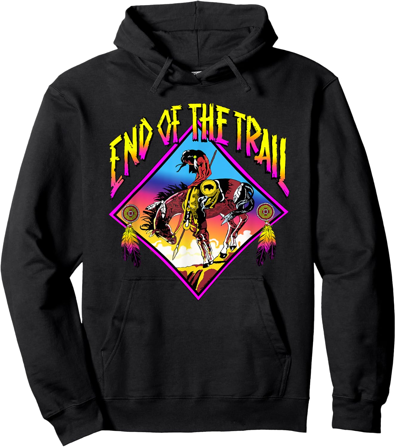 End Of The Trail Retro Native American Hoodie - Hoodie | Black