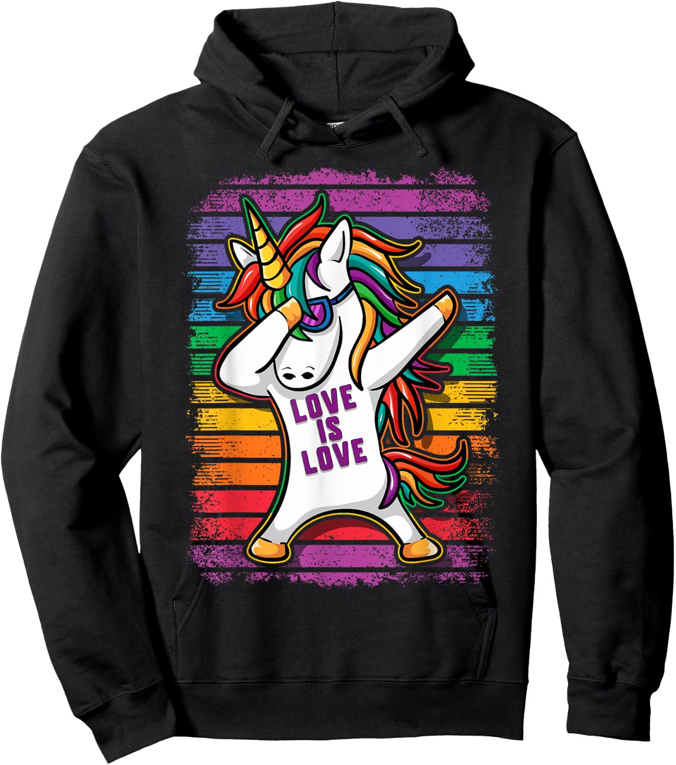 Gay Pride Dabbing Unicorn Love Is Love Hoodie - Hoodie | Black