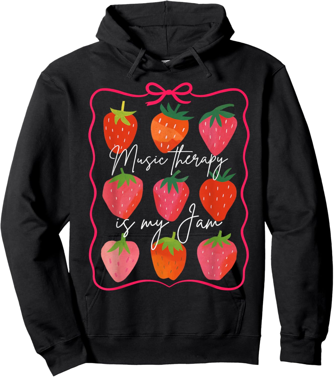 Music Therapist Teacher Strawberry Music Therapy Is My Jam Hoodie - Hoodie | Black