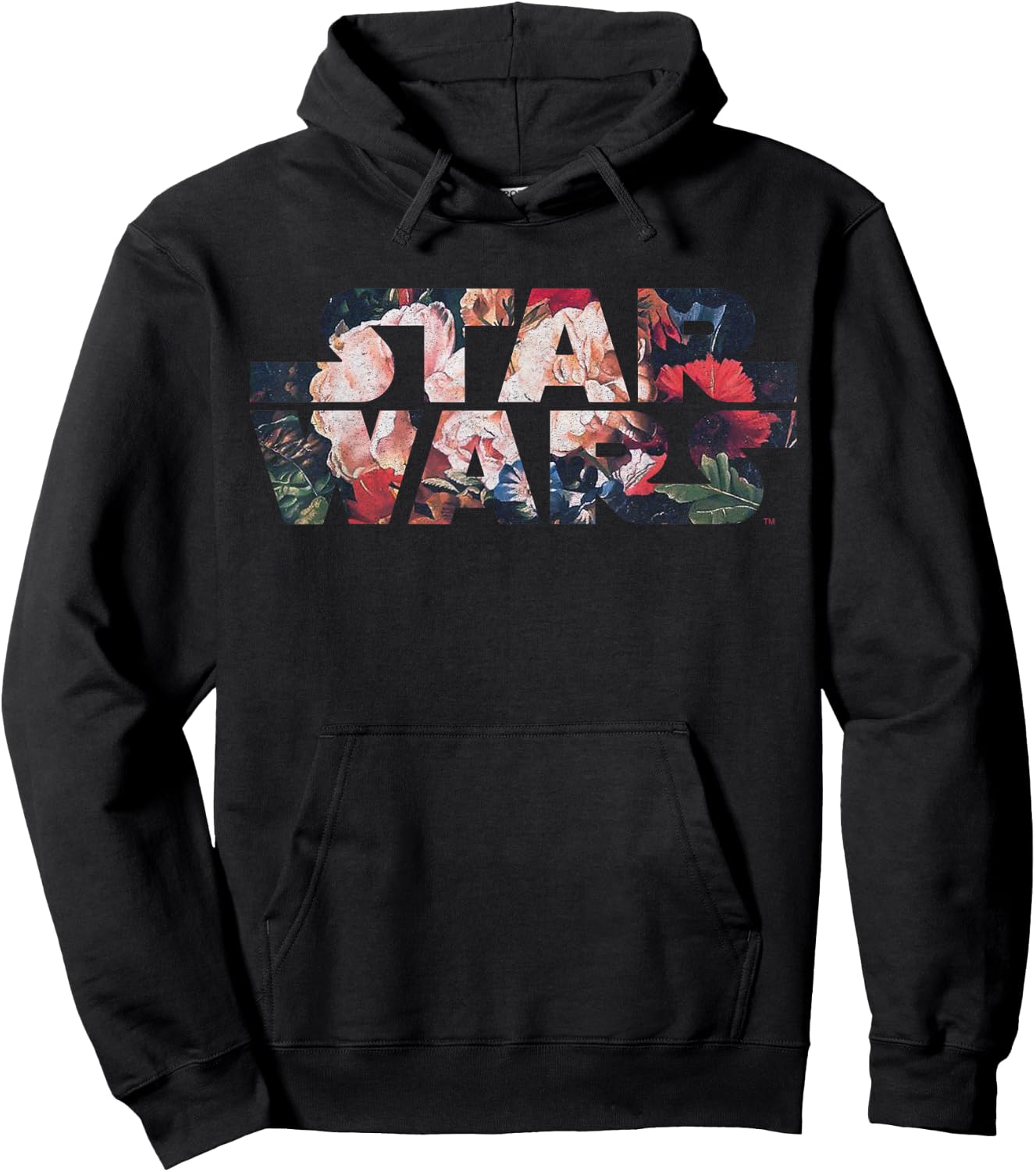 Star Wars Antique Flower Print Logo Graphic Hoodie - Hoodie | Black