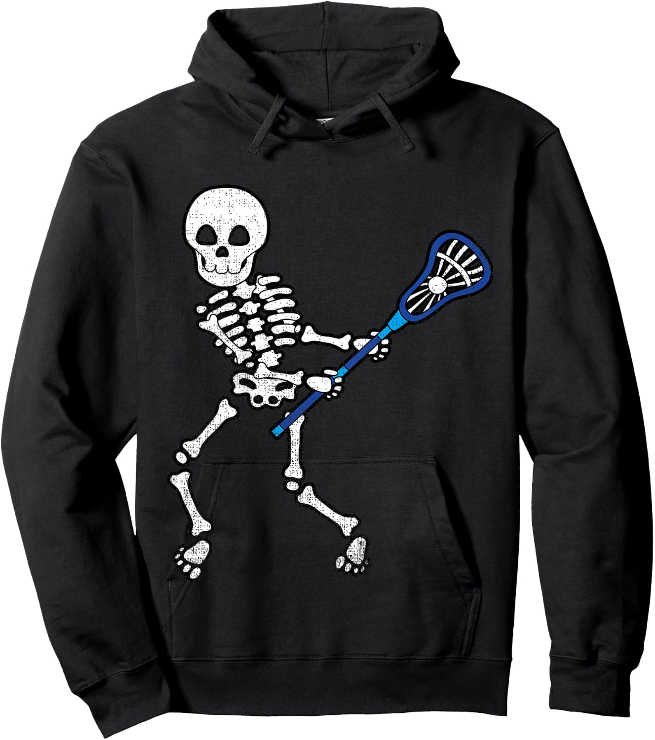 Kids Halloween Shirt Skeleton Lacrosse Sport Player Costume Hoodie - Hoodie | Black