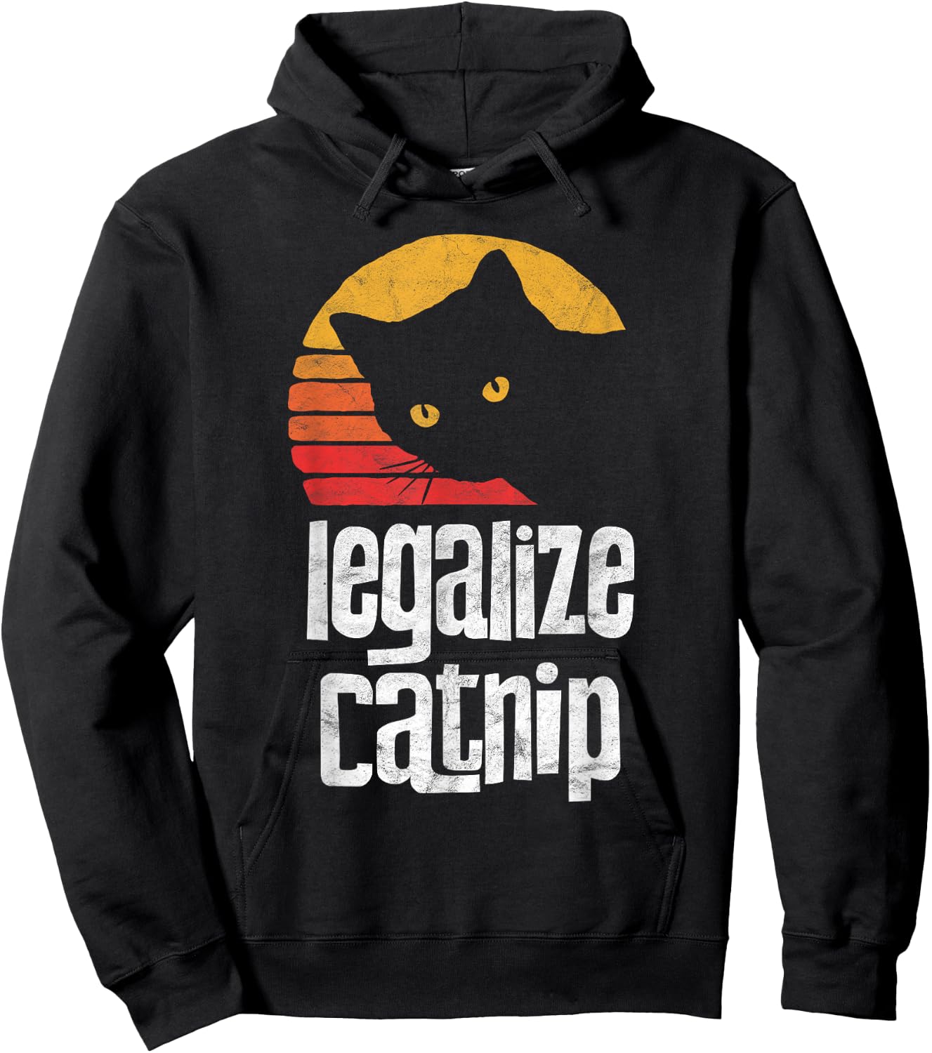 Legalize Catnip! Funny Vintage 80's Style Cat Cute Retro Women Hoodie - Hoodie | Black