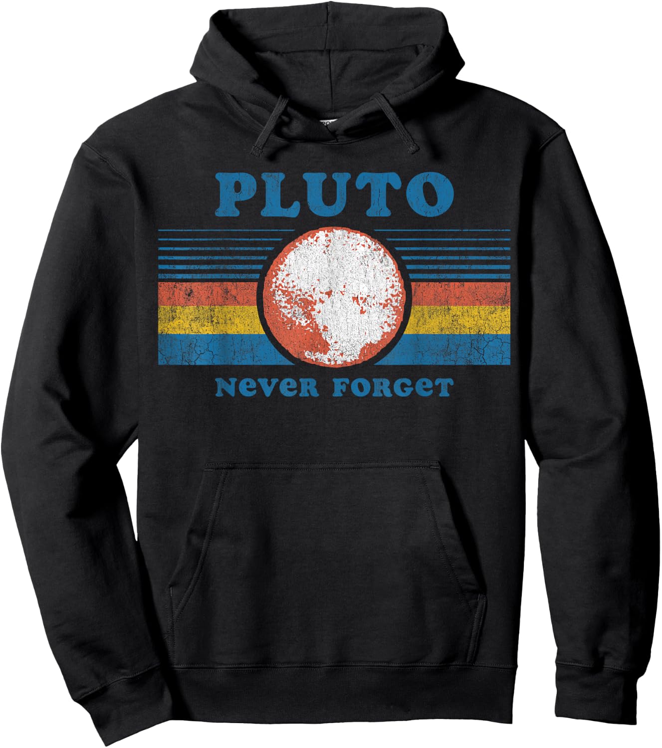 Vintage Never Forget Pluto Funny Space Hoodie - Hoodie | Black