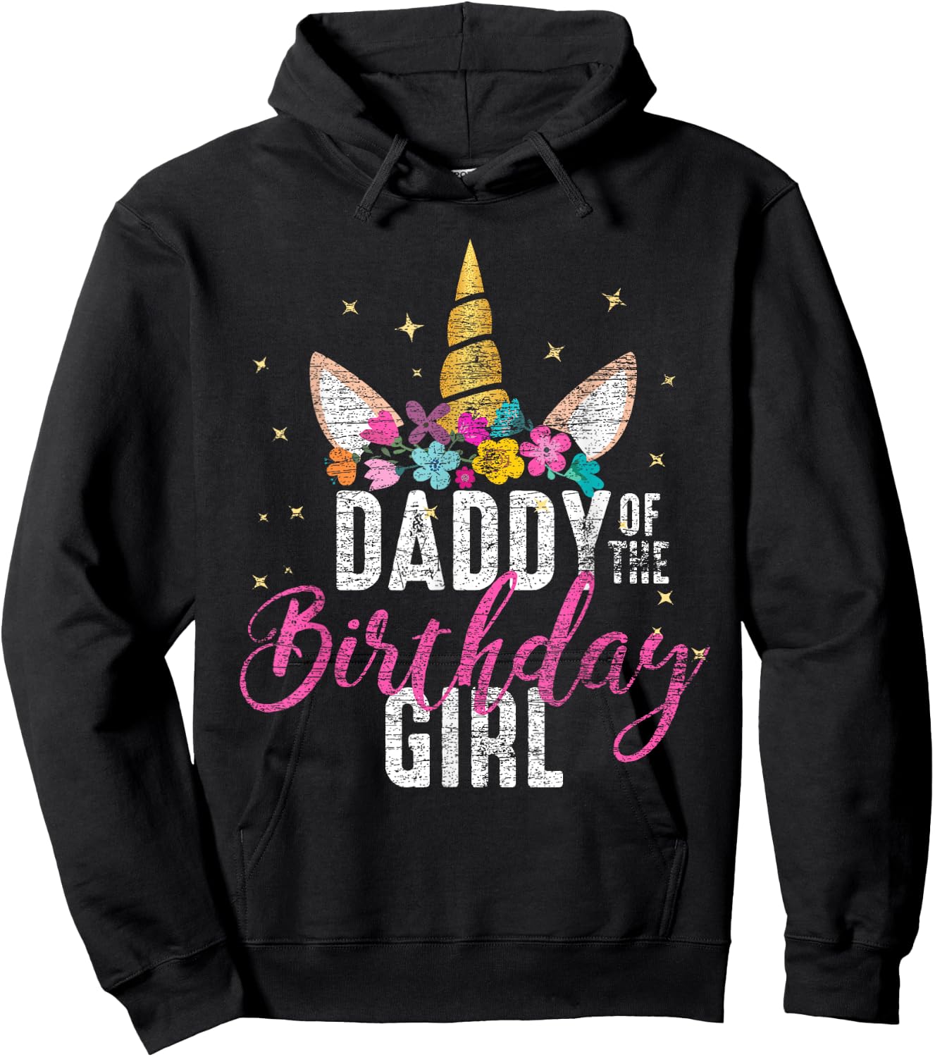 Daddy Of The Birthday Girl Father Gift Unicorn Birthday Hoodie - Hoodie | Black