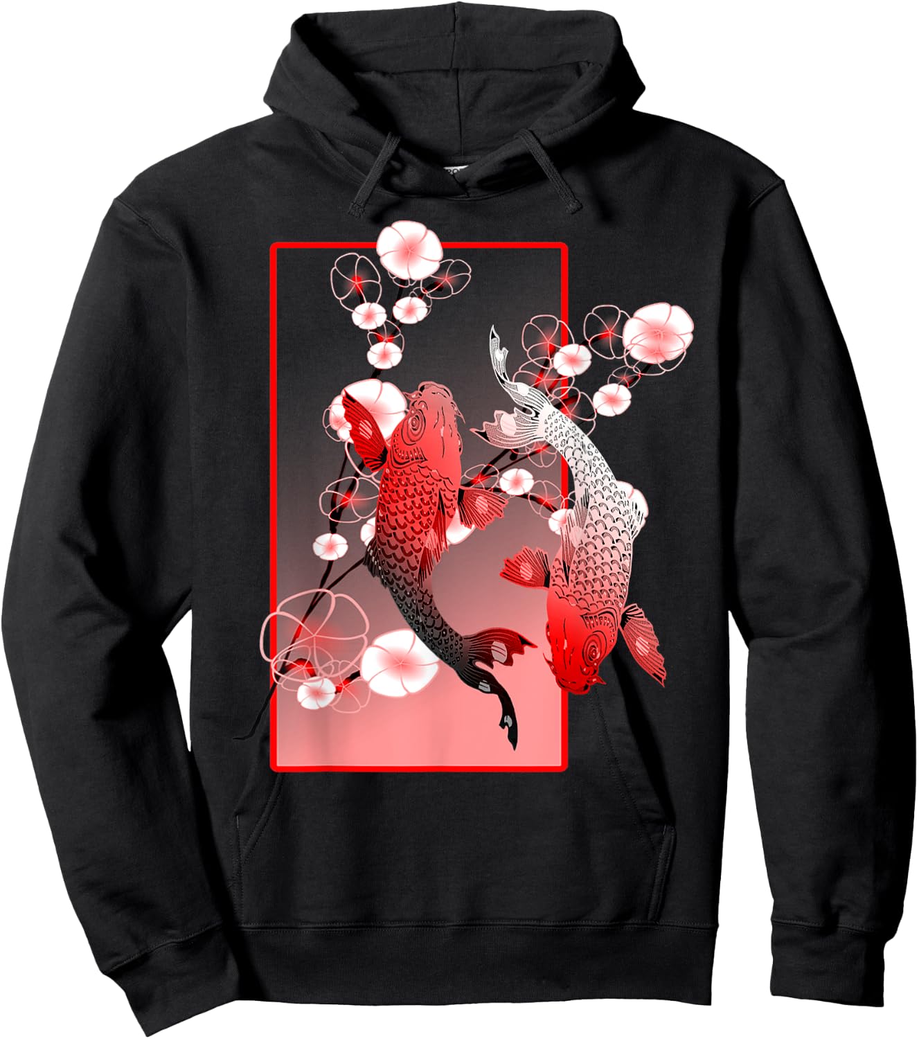 Japanese Koi Carp Nishikigoi Fish Cherry Blossom Hoodie - Hoodie | Black