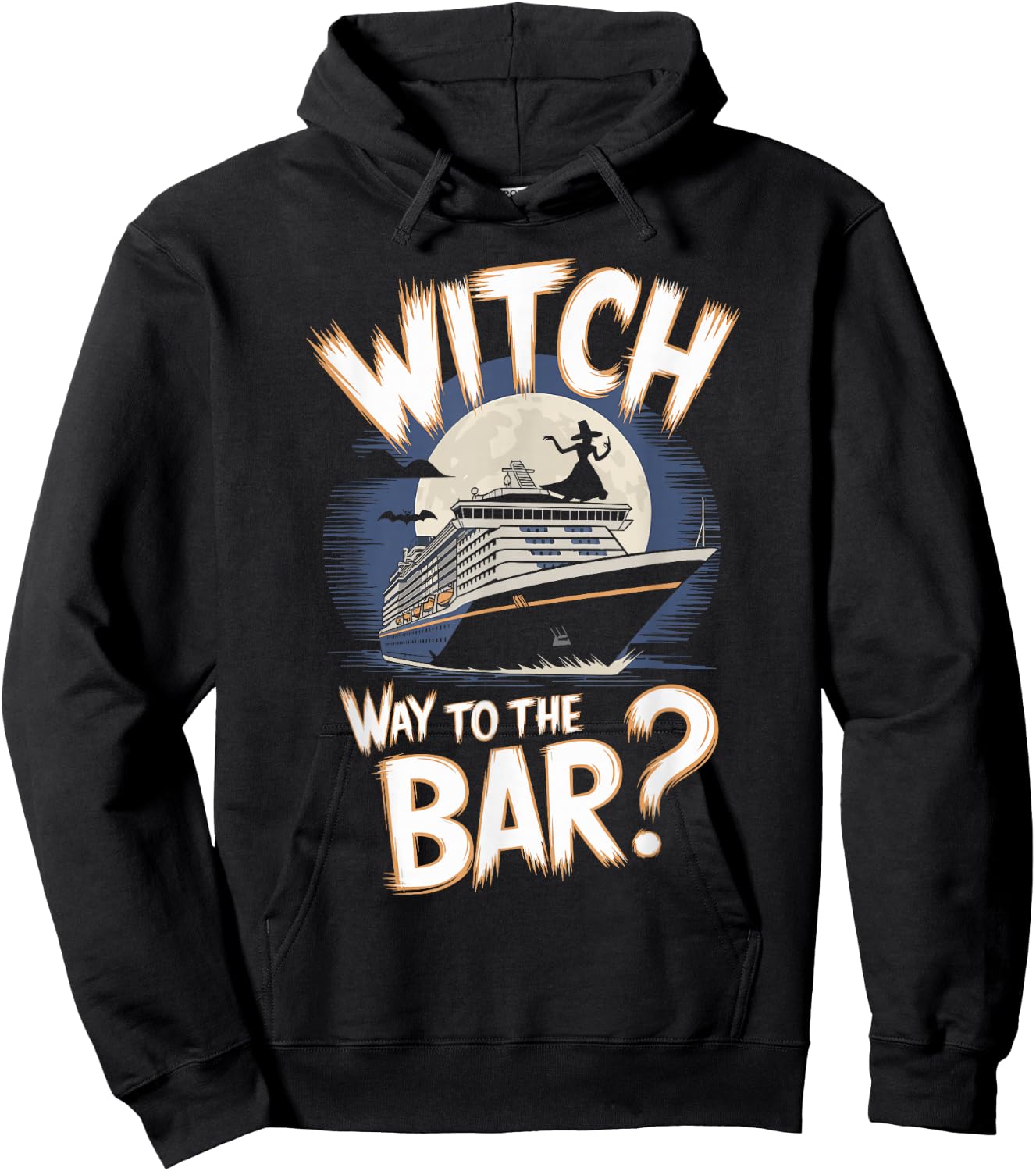 Witch Way to the Bar Funny Halloween Cruise Hoodie - Hoodie | Black
