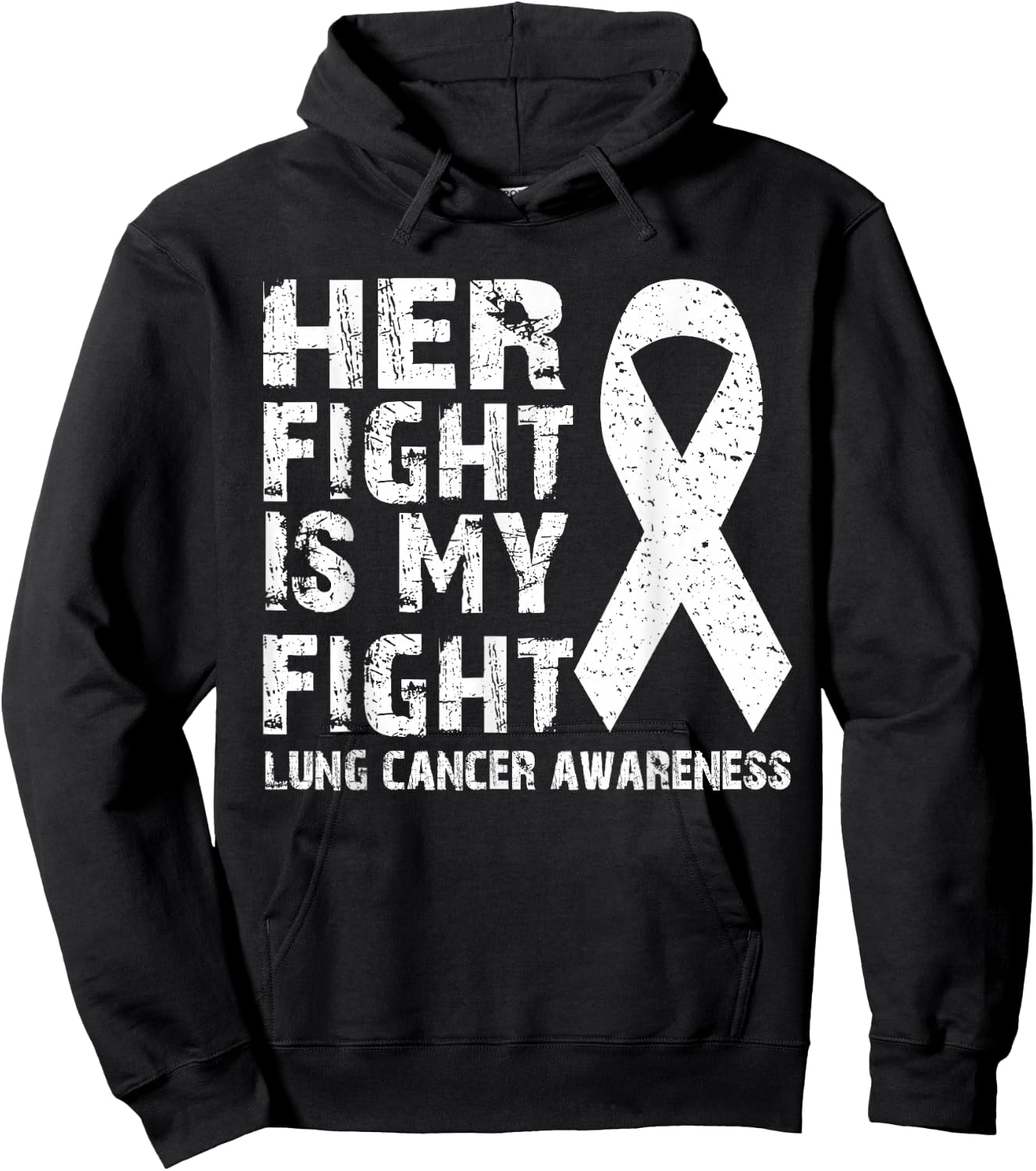 Her fight is my fight Lung cancer awareness Hoodie - Hoodie | Black