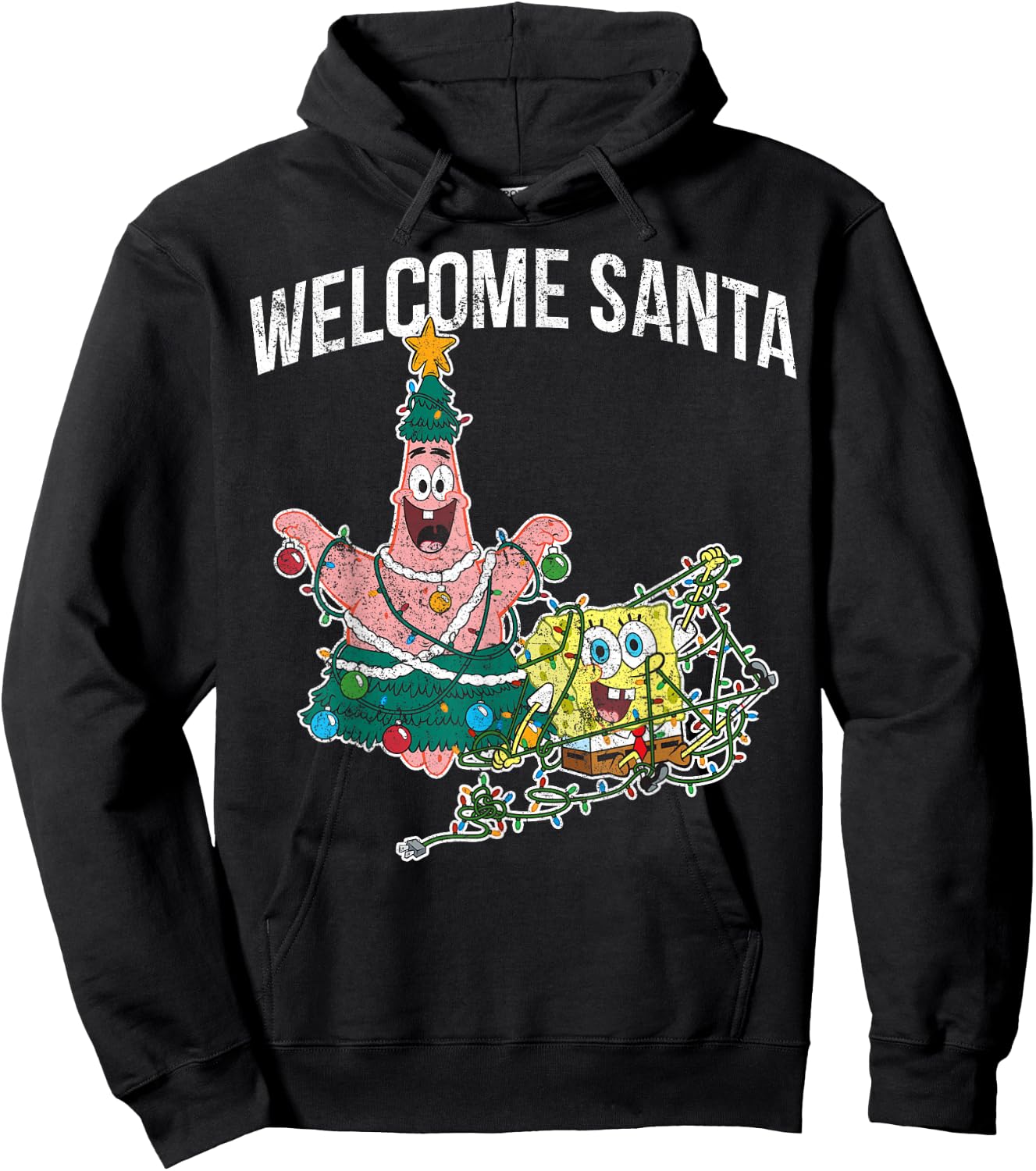 Spongebob Squarepants Patrick Star Welcome Santa Christmas Hoodie - Hoodie | Black