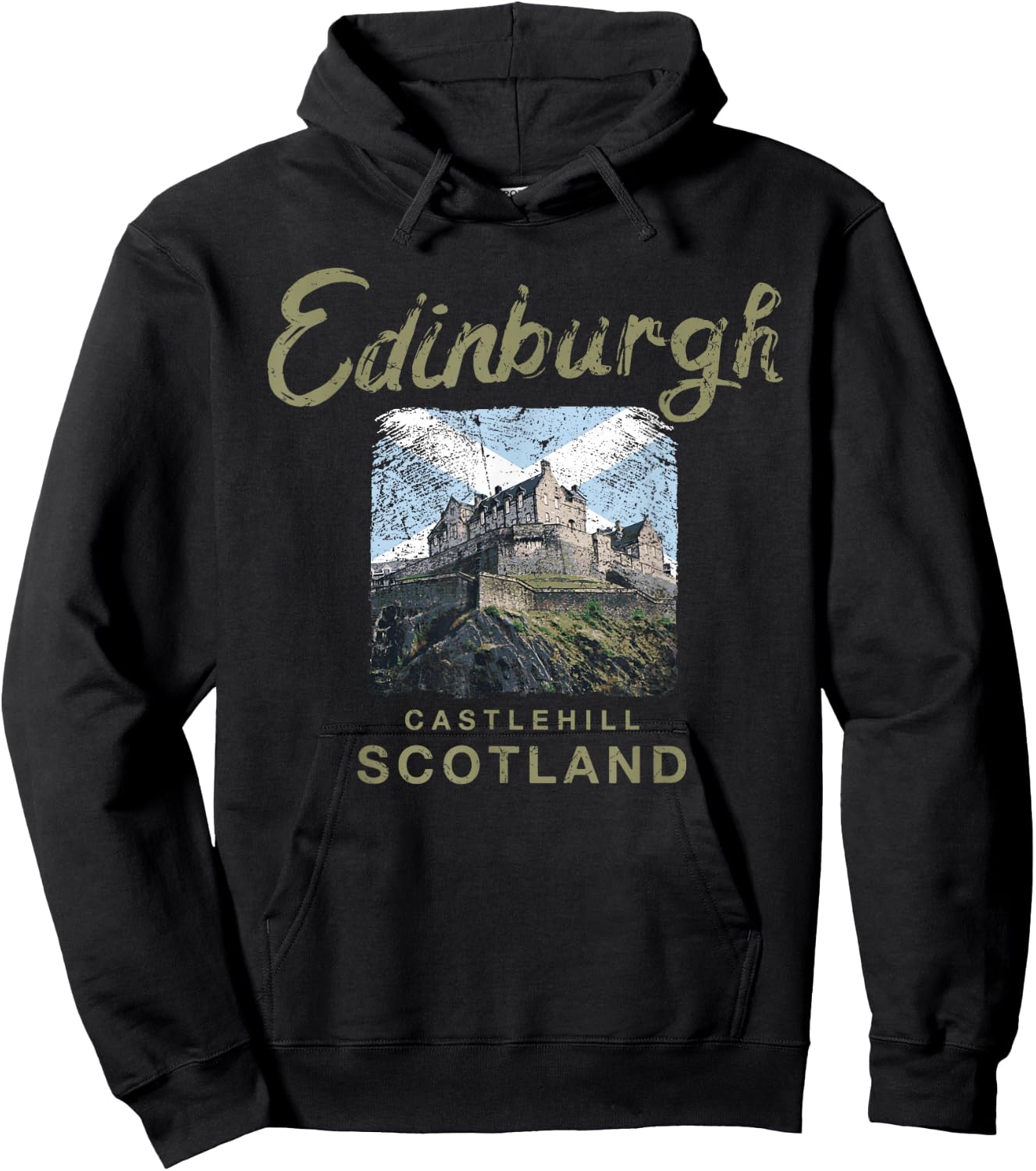Edinburgh Castle Scotland Vintage Scottish Hoodie - Hoodie | Black