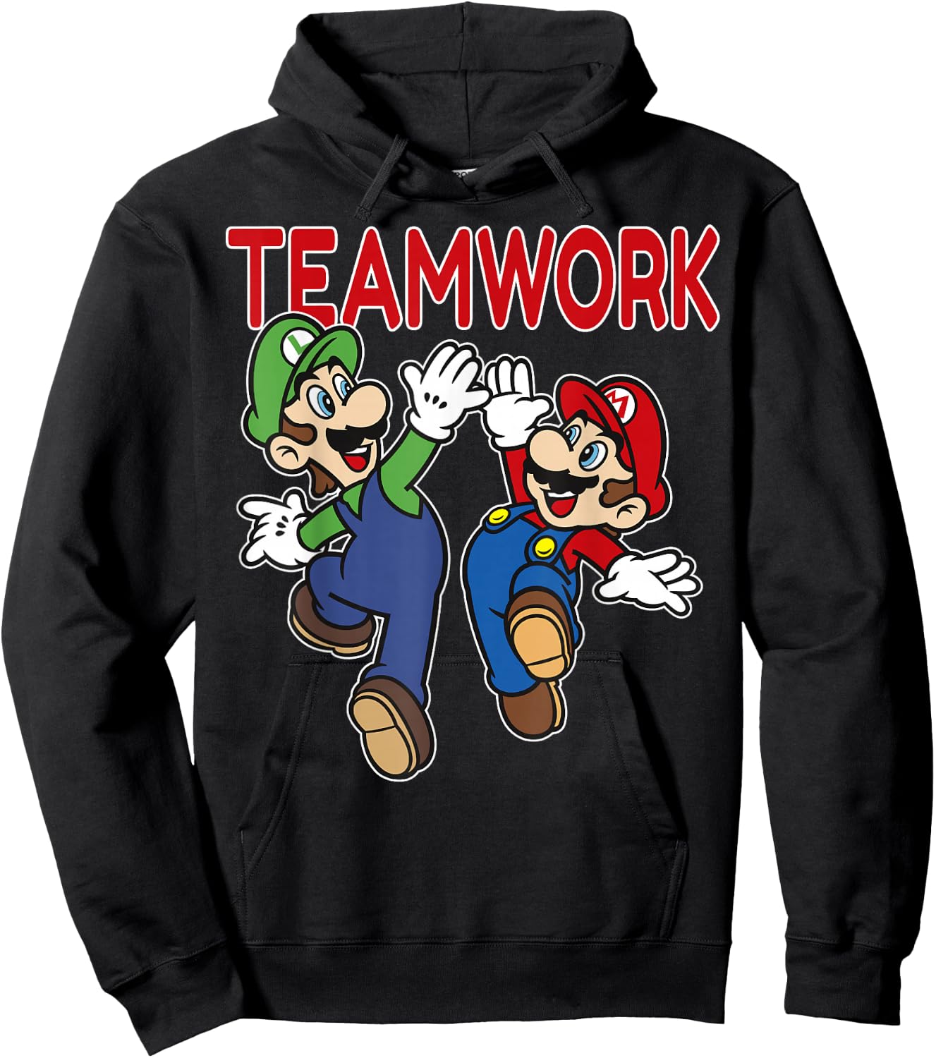 Super Mario Luigi Teamwork High Five Classic Graphic Hoodie - Hoodie | Black