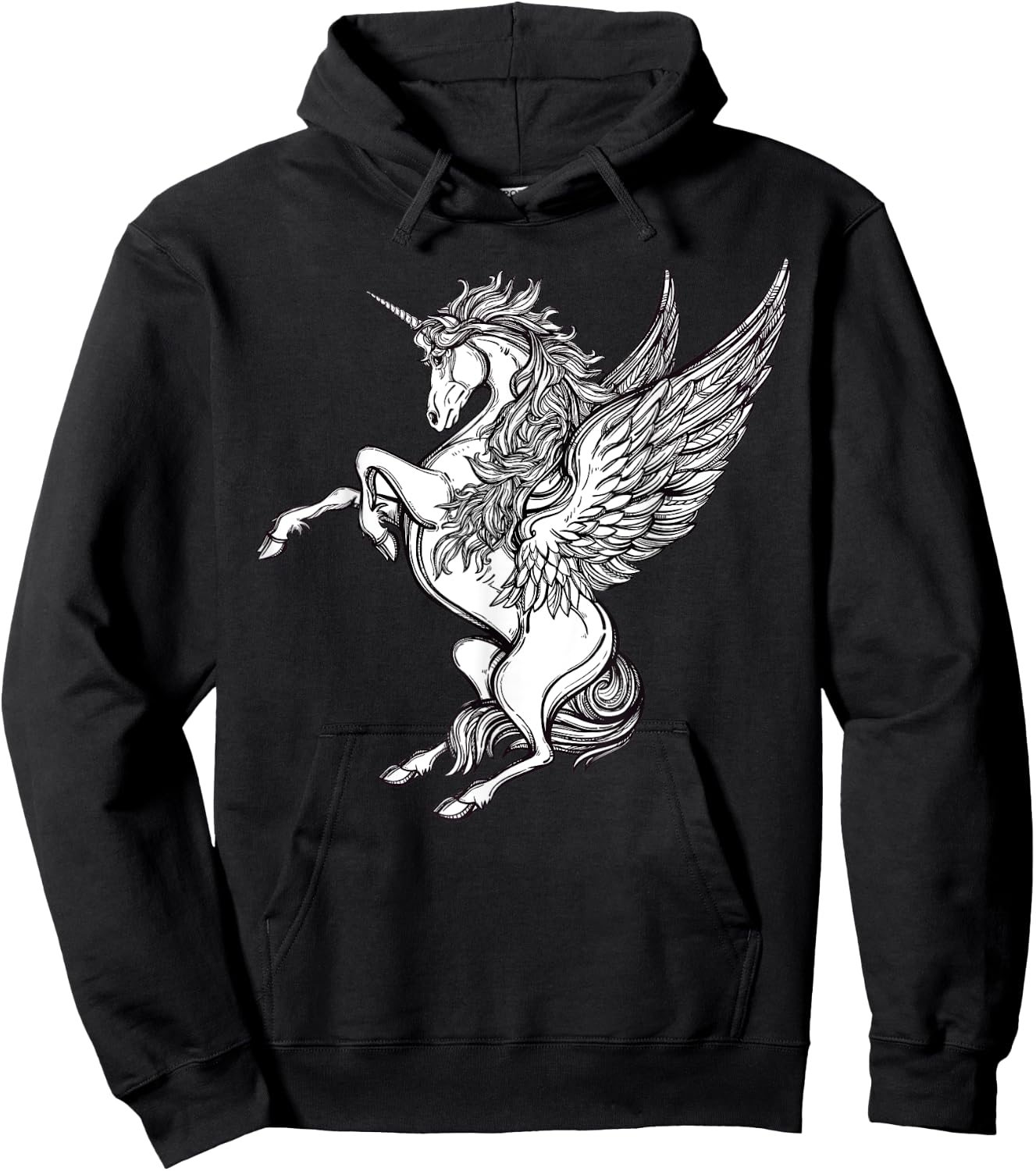 Victorian Unicorn - Magic Fairy Pegasus Engraving Hoodie - Hoodie | Black
