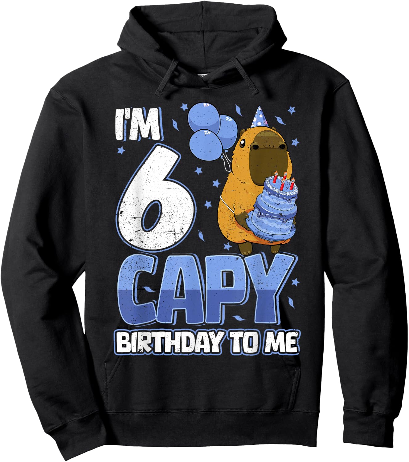 6 Years Capy Birthday to me Boys 6th Birthday Capybara Hoodie - Hoodie | Black
