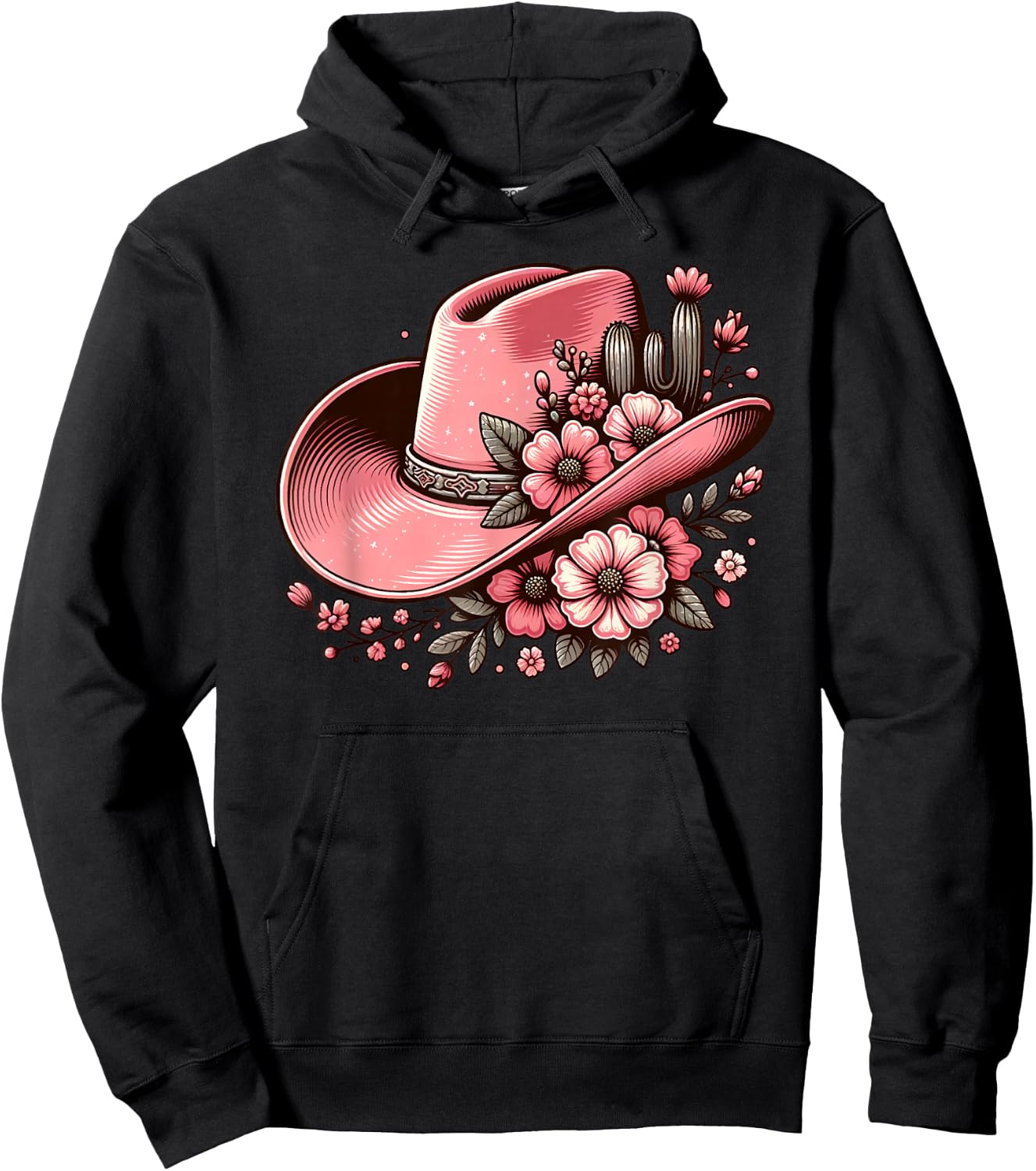 Vintage Western Country Rodeo Cowboy Cowgirl Hoodie - Hoodie | Black