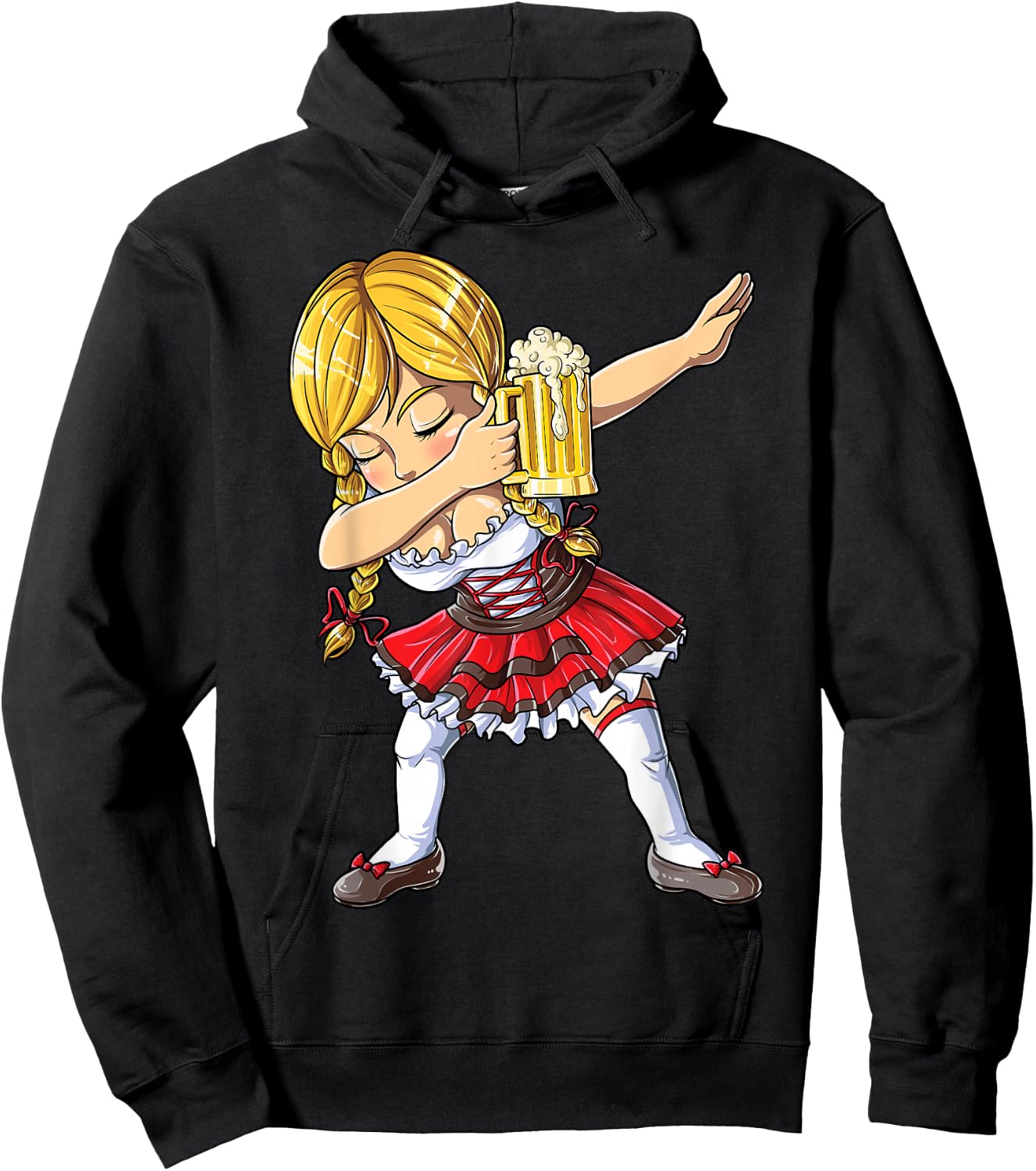 Dabbing German Girl T Shirt Oktoberfest Women Dirndl Beer Hoodie - Hoodie | Black