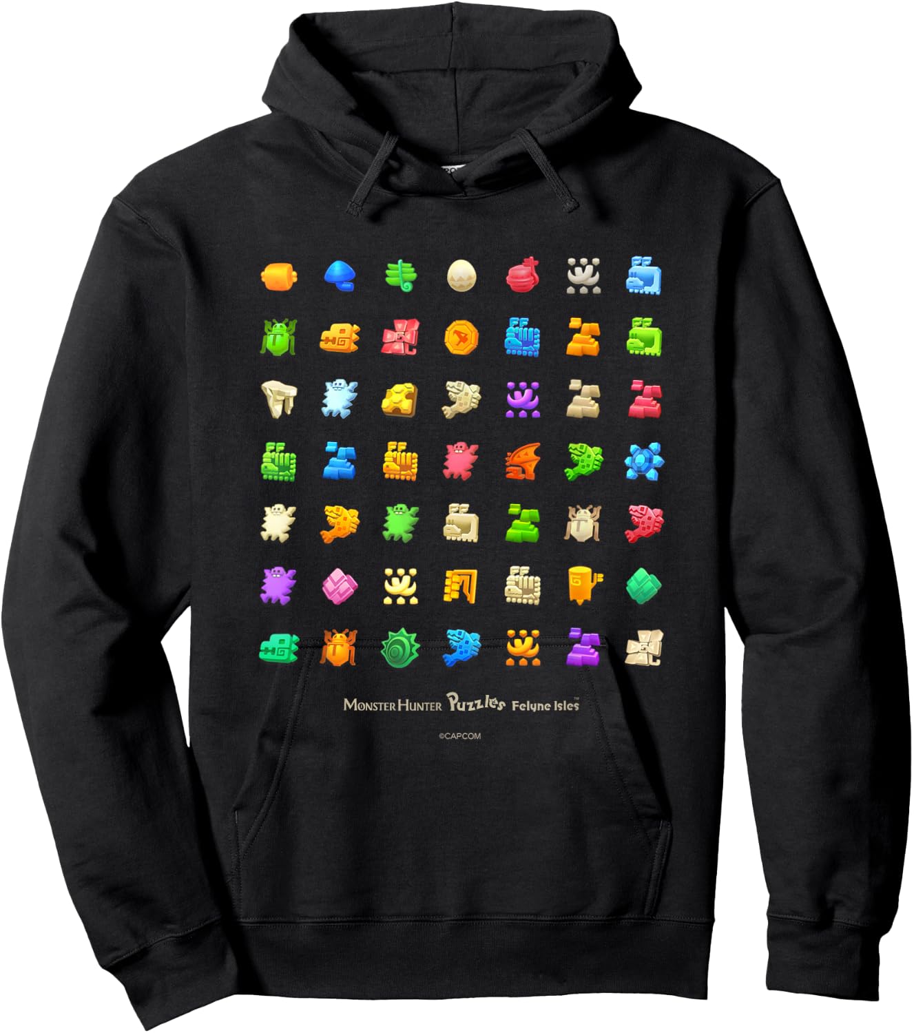 Monster Hunter Puzzles: Felyne Isles Pieces Hoodie - Hoodie | Black
