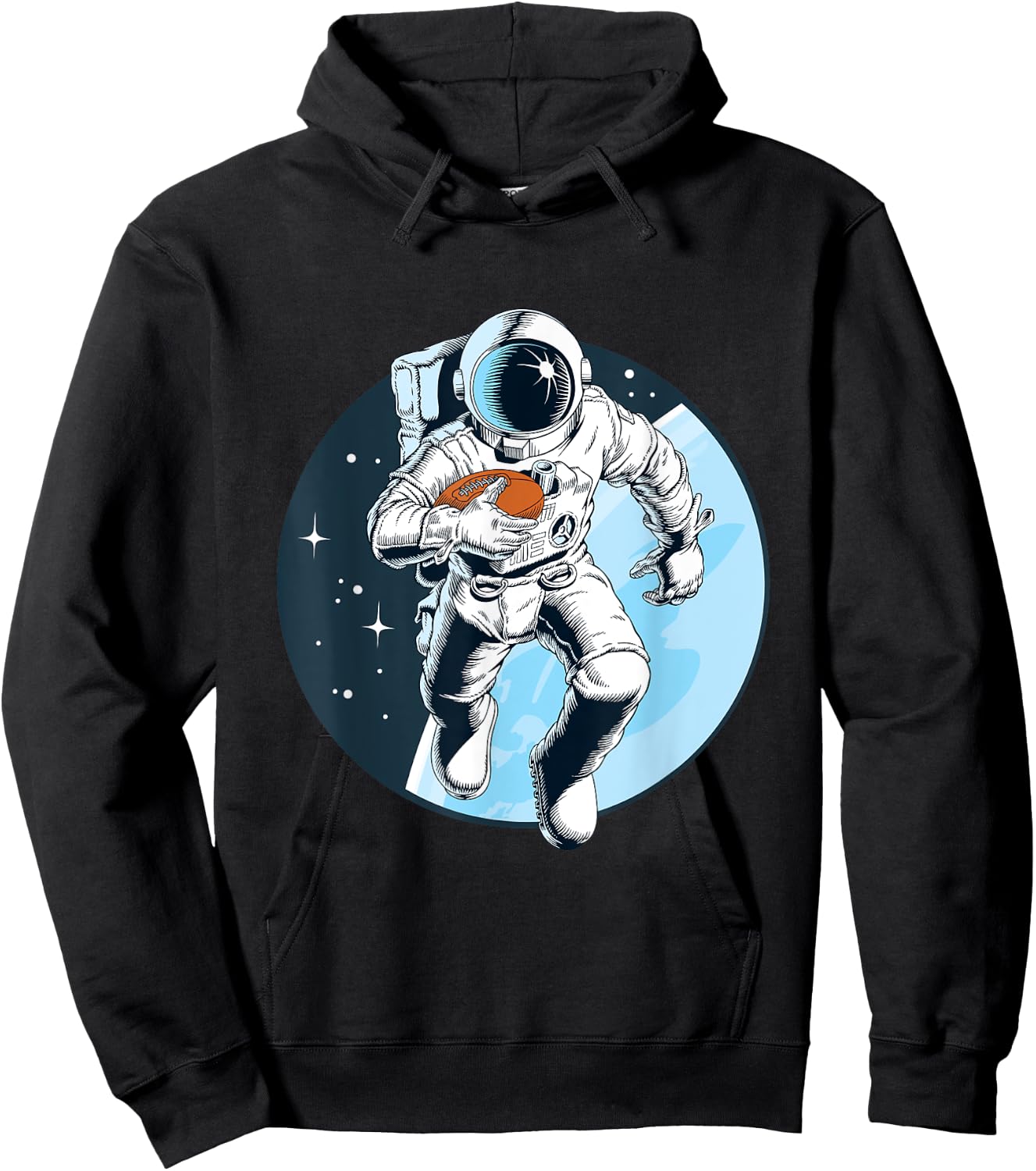 Astronaut Playing Football in Space Moon Touchdown Hoodie - Hoodie | Black