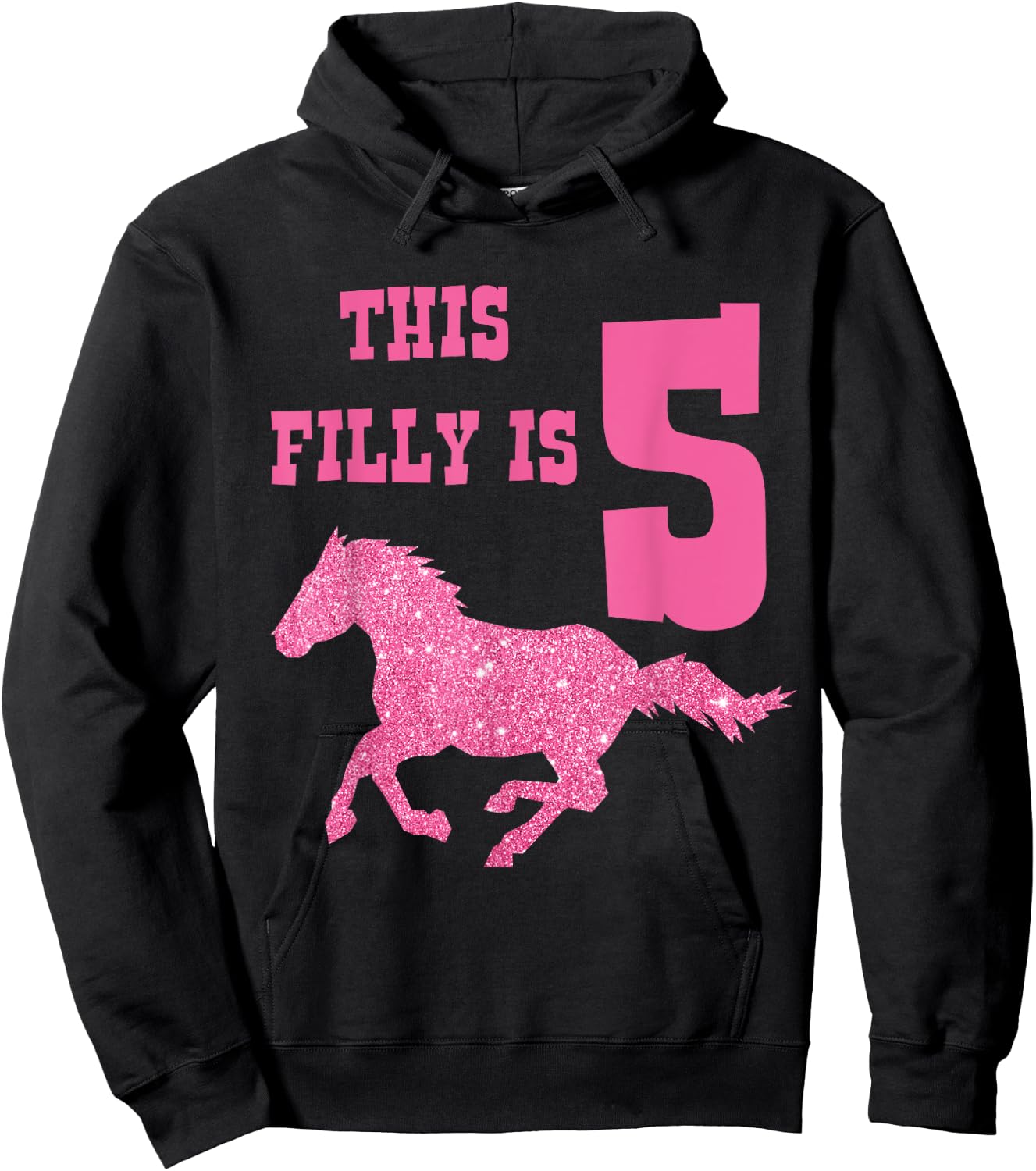 Kids 5th Birthday Horse - Party for 5 Year Old Girls Hoodie - Hoodie | Black