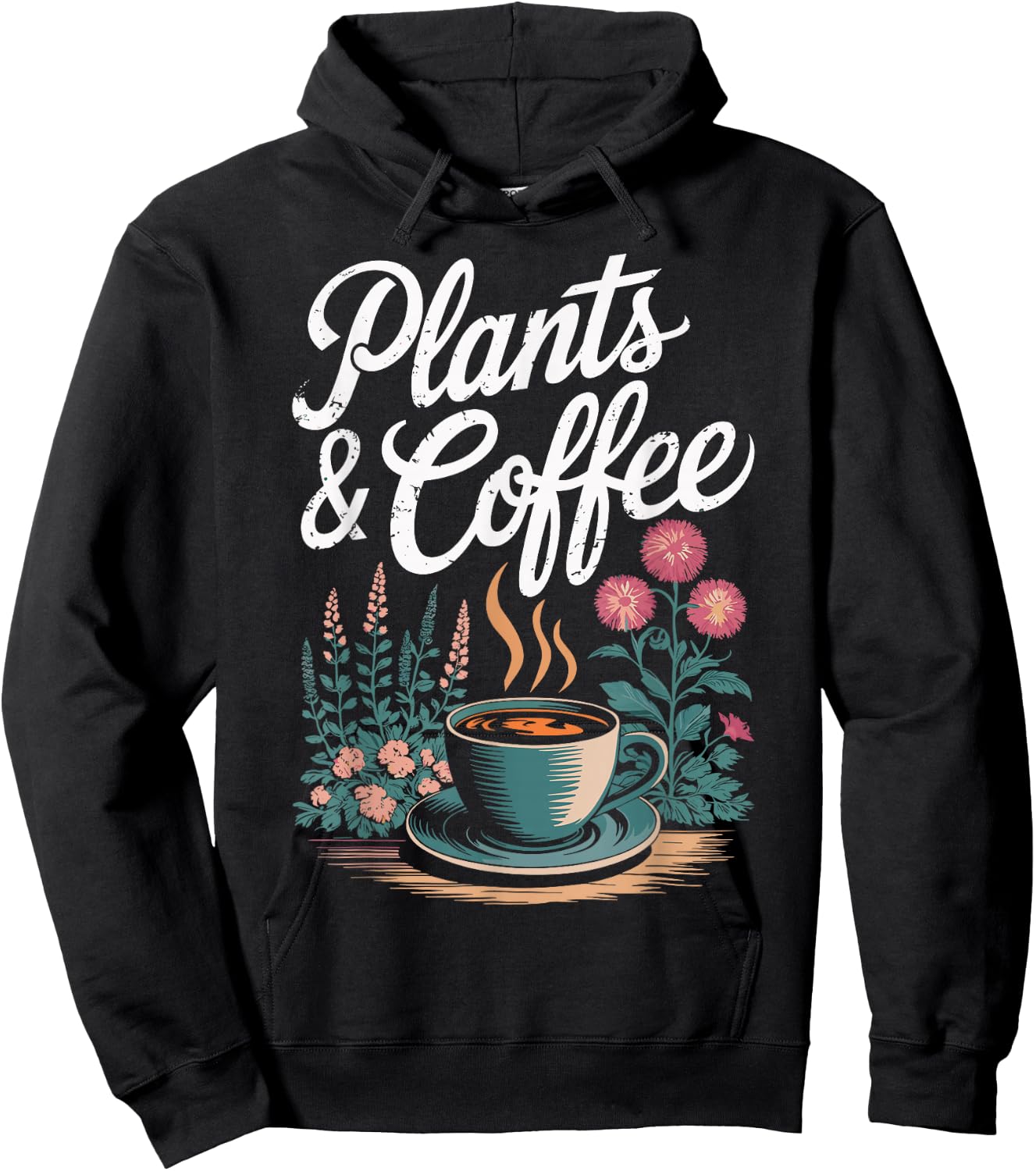Plants & Coffee Funny Gardening Gardener Plant Lover Hoodie - Hoodie | Black