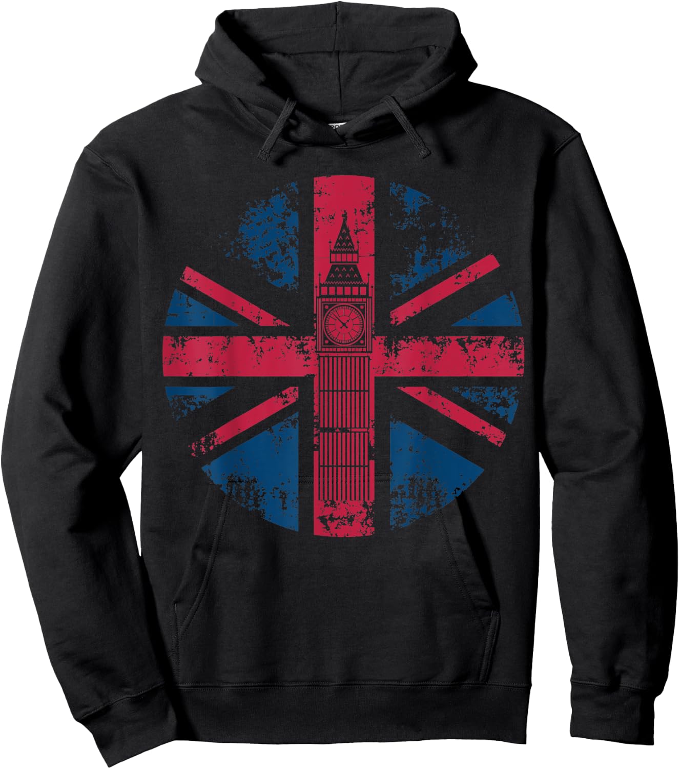 London Big Ben Union Jack Vintage UK Flag British Shirt Gift Hoodie - Hoodie | Black
