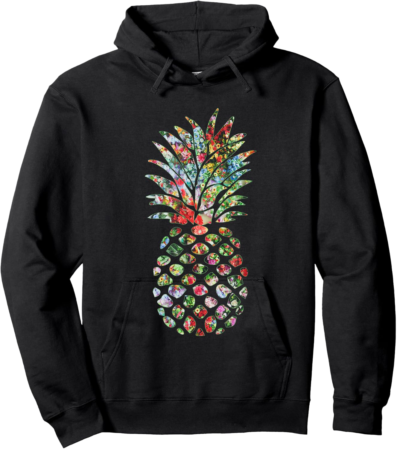 Pineapple Flower Garden Abstract Art Shirt Hoodie - Hoodie | Black