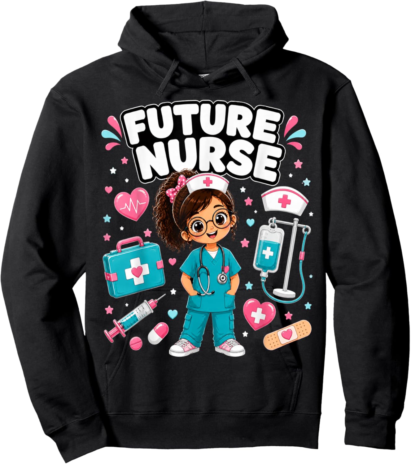 Future Nurse Cute Girl Medical Career Gifts for Girls Kids Hoodie - Hoodie | Black