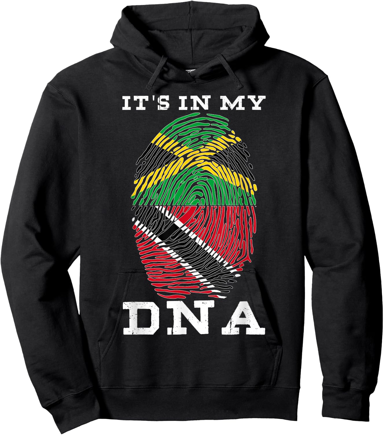 Trinidadian Plus Jamaican Mix DNA Flag Heritage Pride Gifts Hoodie - Hoodie | Black