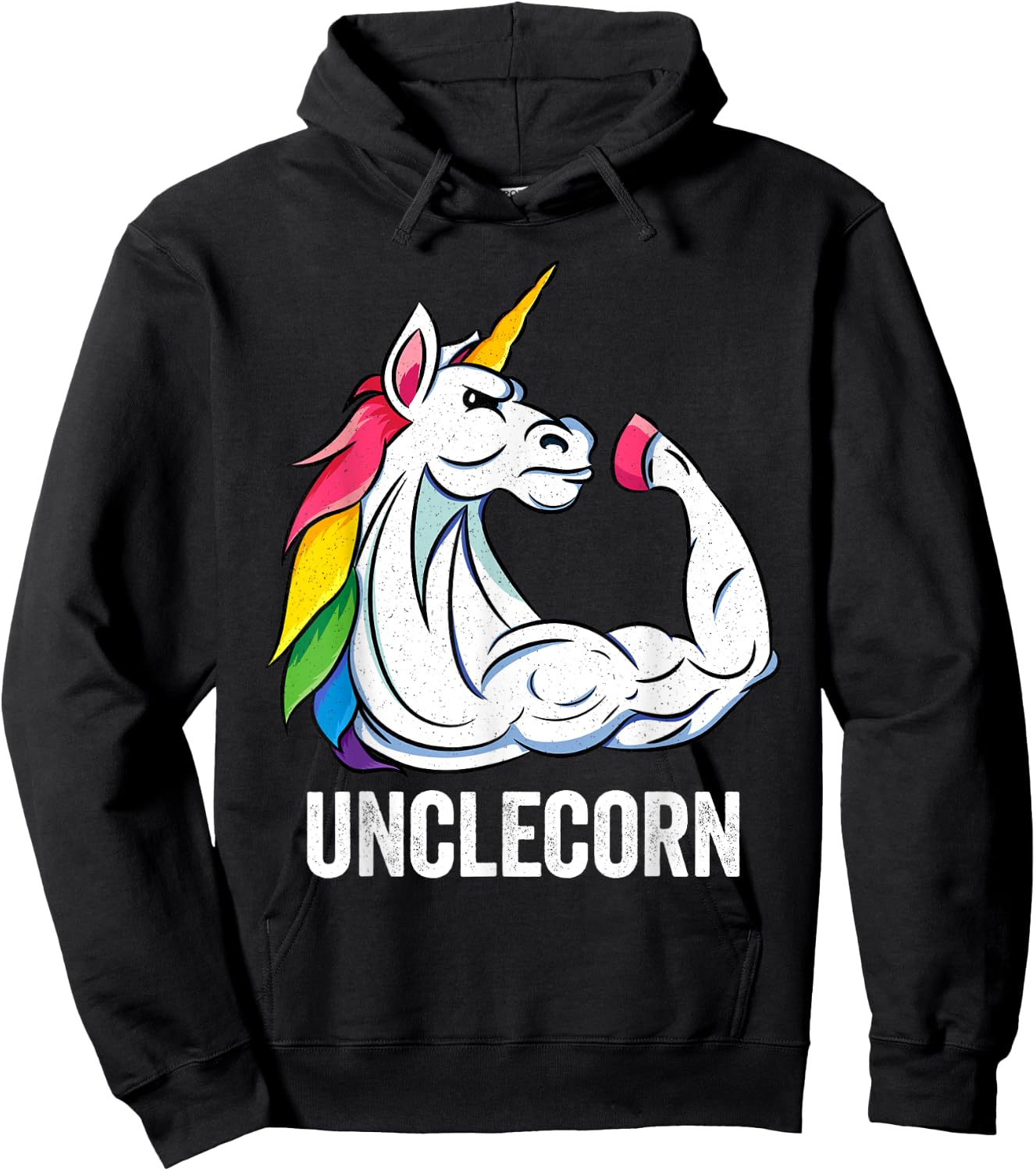 Cute Unicorn Uncle Girl Birthday Party Apparel UncleCorn Hoodie - Hoodie | Black