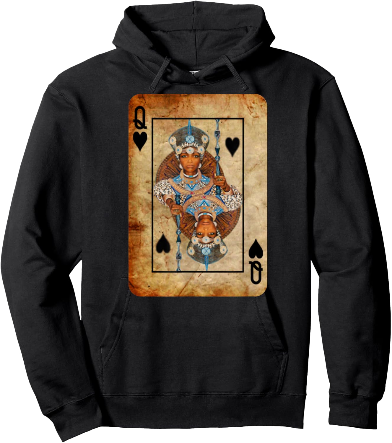 Black Queen Spade Playing Card - - Men Women Youth Hoodie - Hoodie | Black