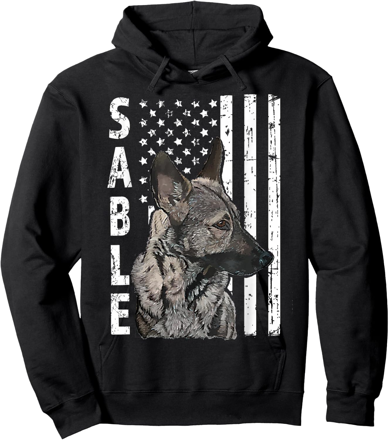 Sable German Shepherd Dog American Flag Patriotic Hoodie - Hoodie | Black